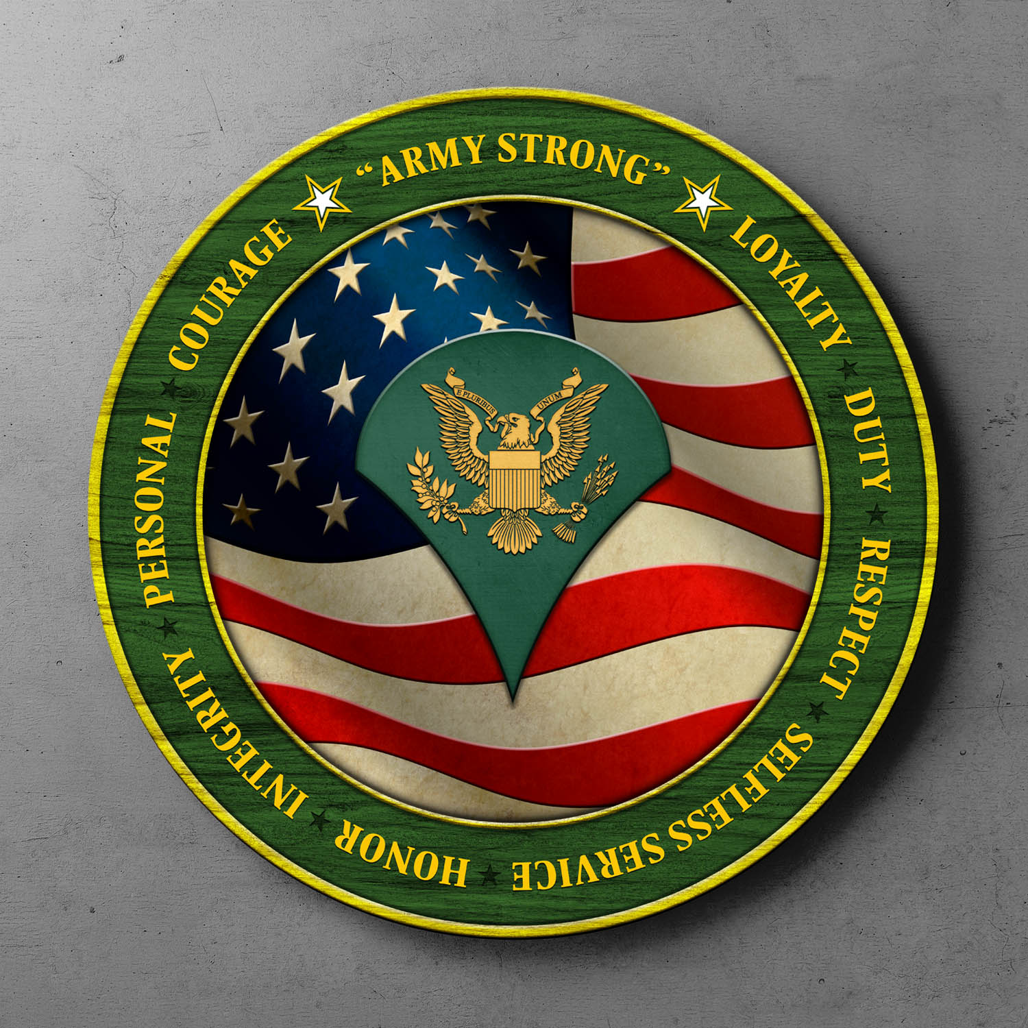 Custom Round Wood Sign, Military Mottos, Core Values With Military Ranks/Insignia-Round Sign-Veterans Nation