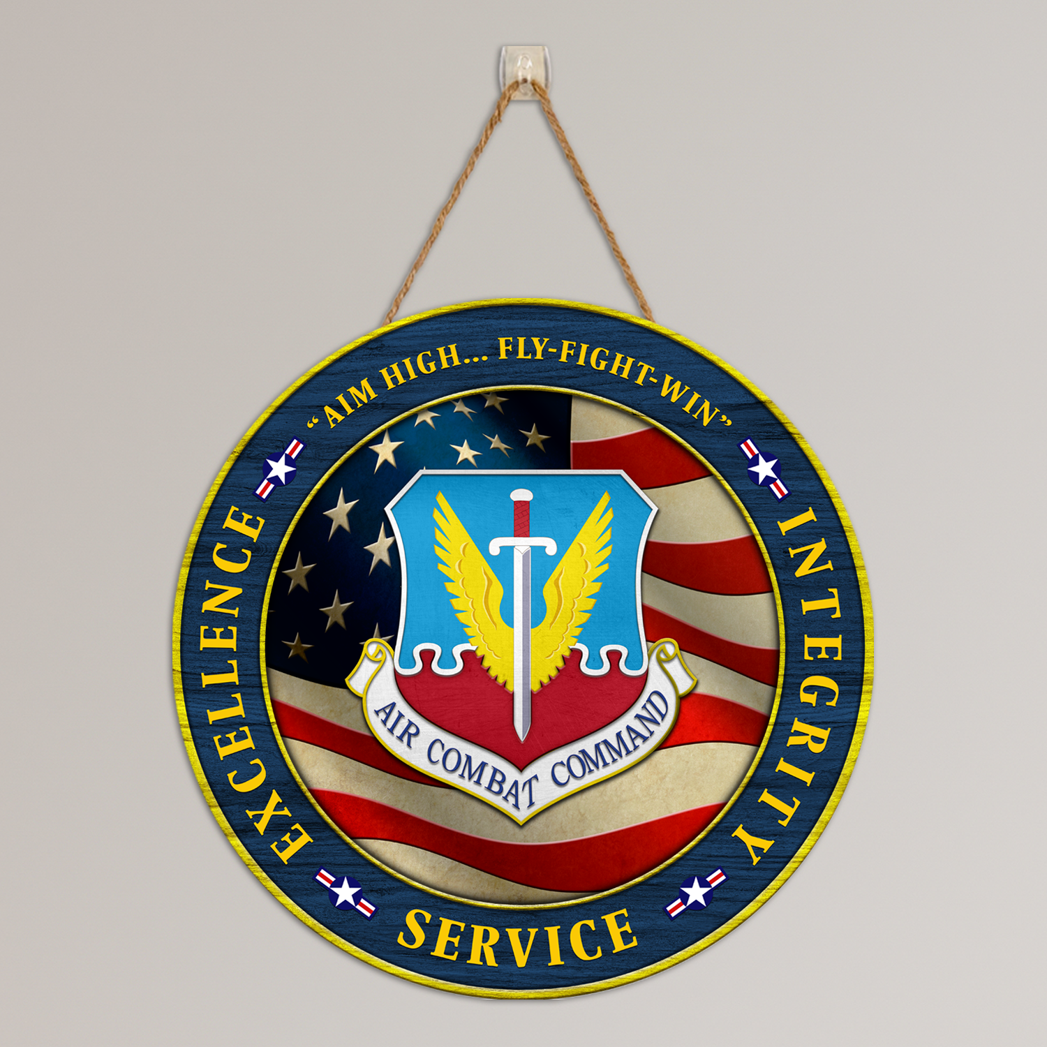 Custom Round Wood Sign, Military Mottos, Core Values With Military Ranks/Insignia-Round Sign-Veterans Nation