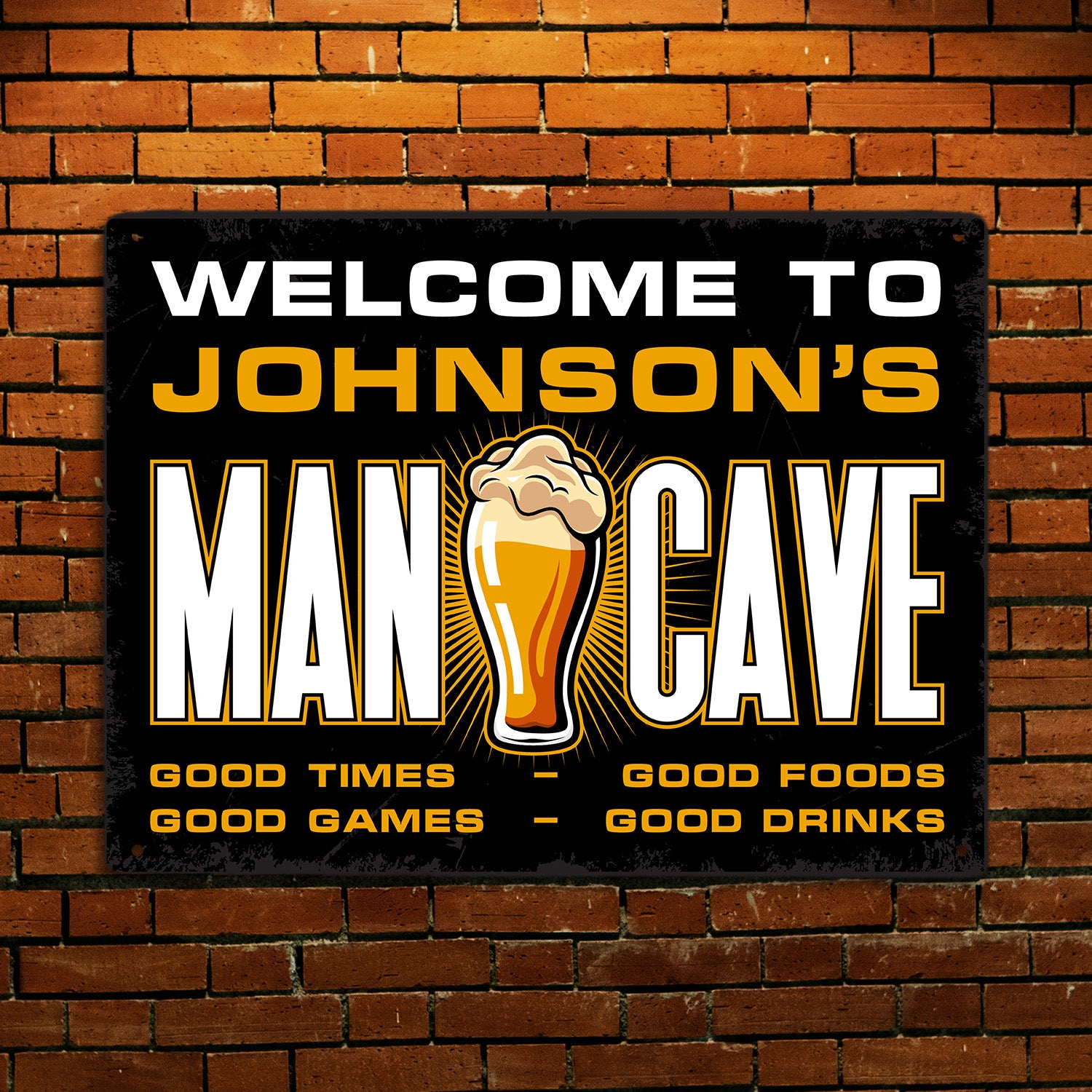 Welcome To Man Cave, Beer Cave, Good Time, Good Foods, Good Game, Good Drinks, Custom Metal Signs-Kustom-Veterans Nation