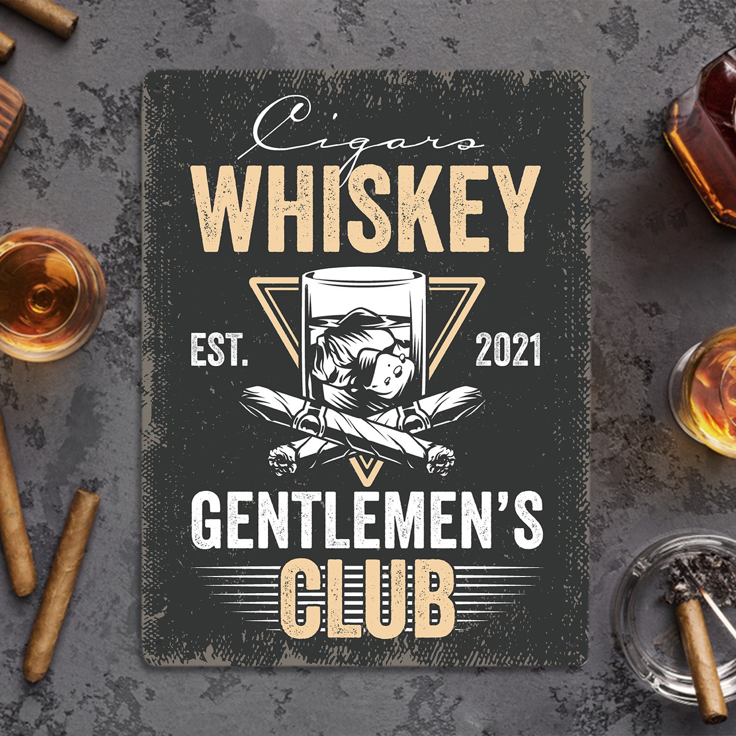 Cigars Whiskey Gentlemen's Club, Custom Metal Signs-Kustom-Veterans Nation