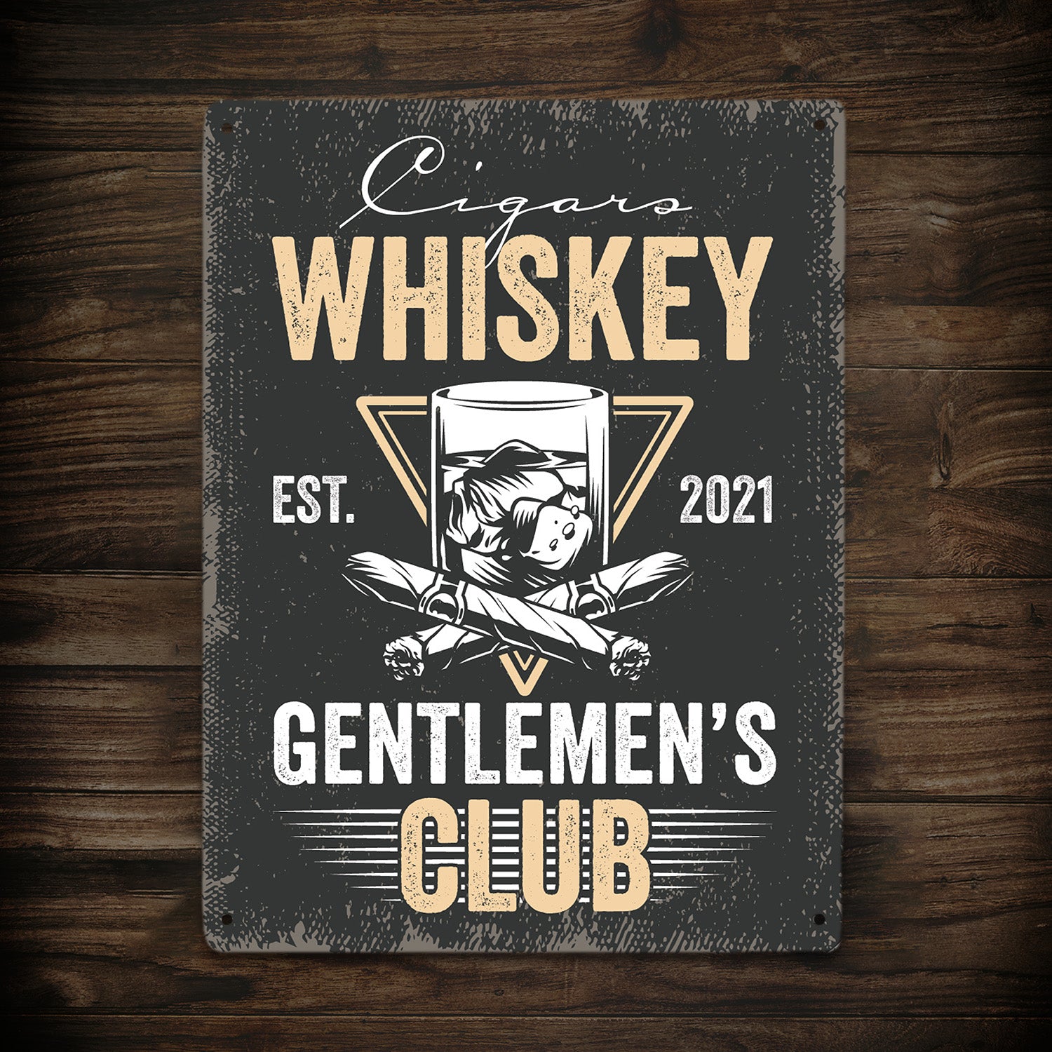 Cigars Whiskey Gentlemen's Club, Custom Metal Signs-Kustom-Veterans Nation