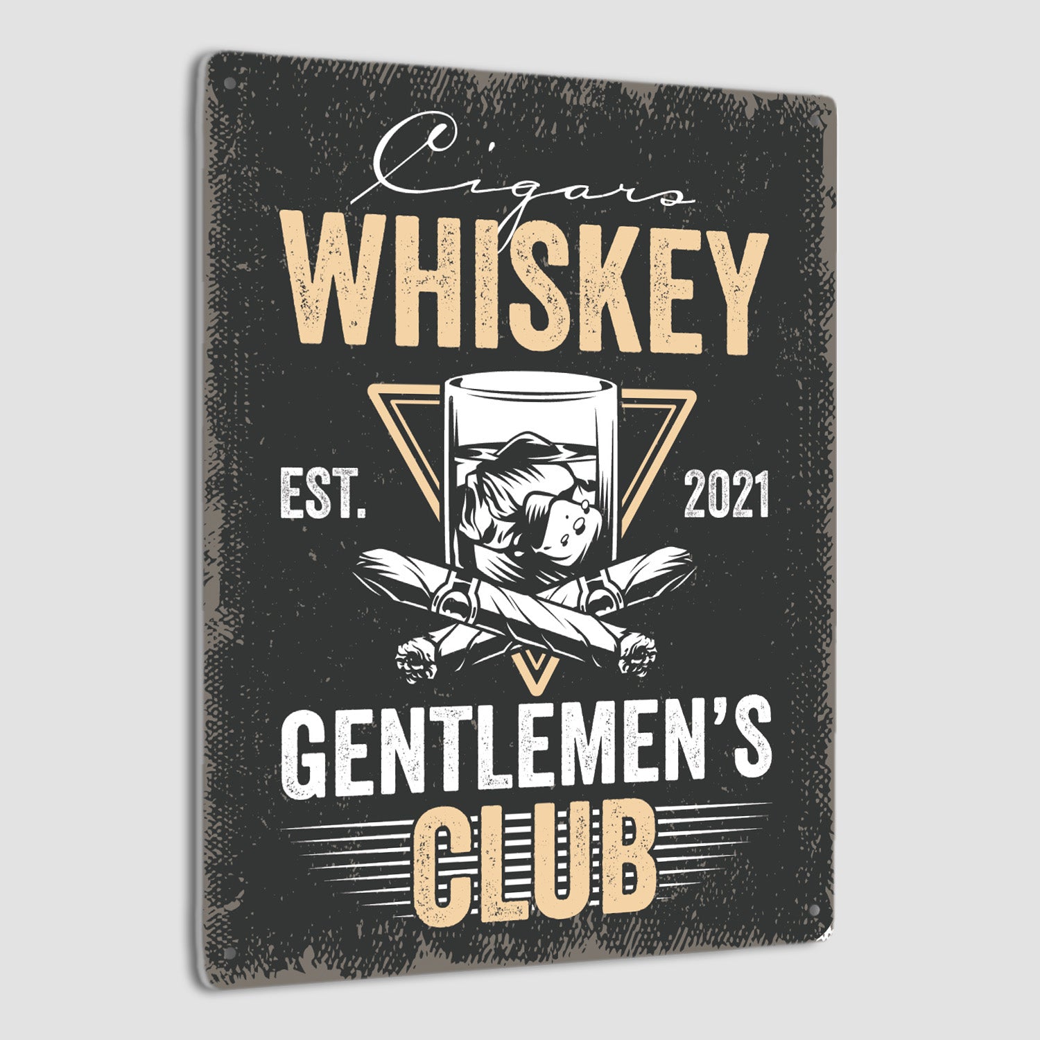 Cigars Whiskey Gentlemen's Club, Custom Metal Signs-Kustom-Veterans Nation