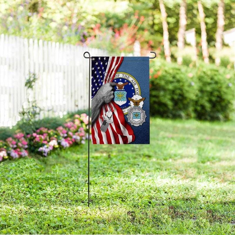 Half USA Flag With Military Ranks/Insignia D04 Garden Flag/Yard Flag 12 Inch x 18 Inch Twin-Side Printing-GDFlag-AllBranch-Veterans Nation