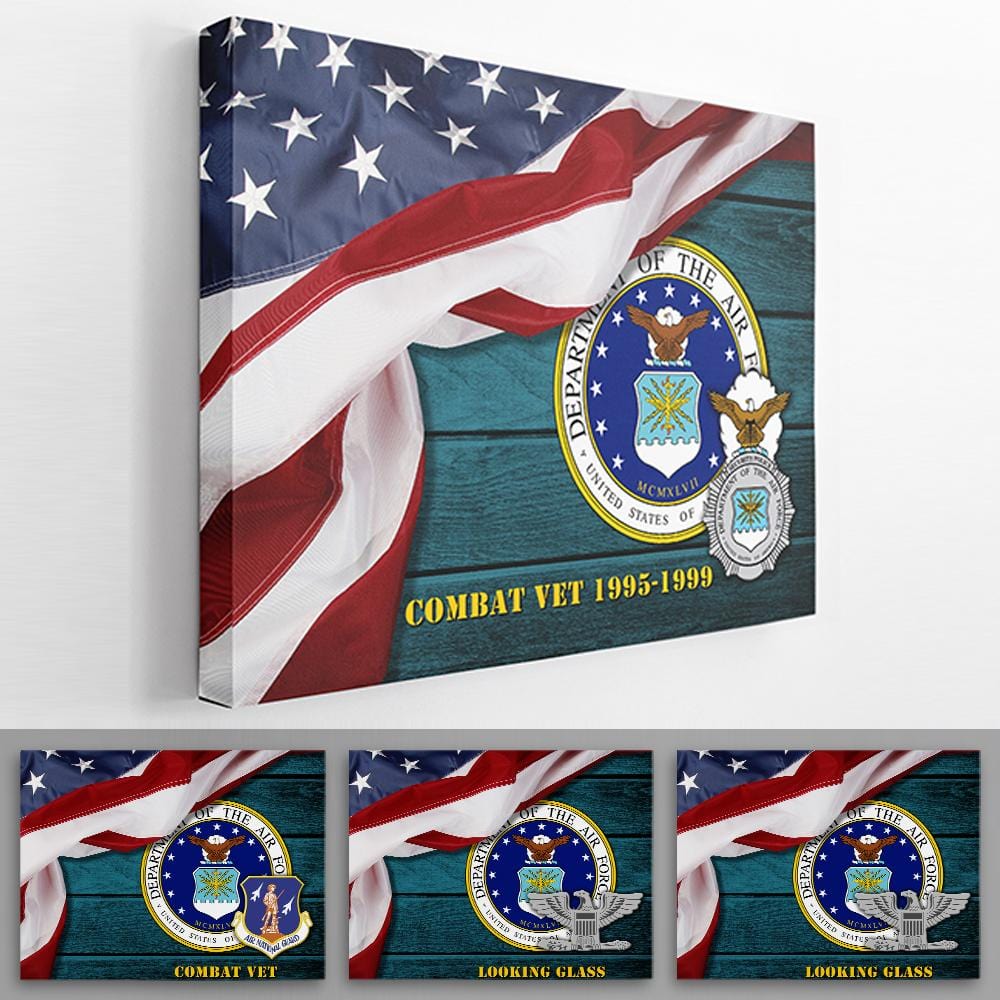 Personalized Canvas 1.5in Frame - USA Flag With Military Ranks/Insignia - Personalized Name & Ranks Wood Background-Canvas-Personalized-AllBranch-Veterans Nation