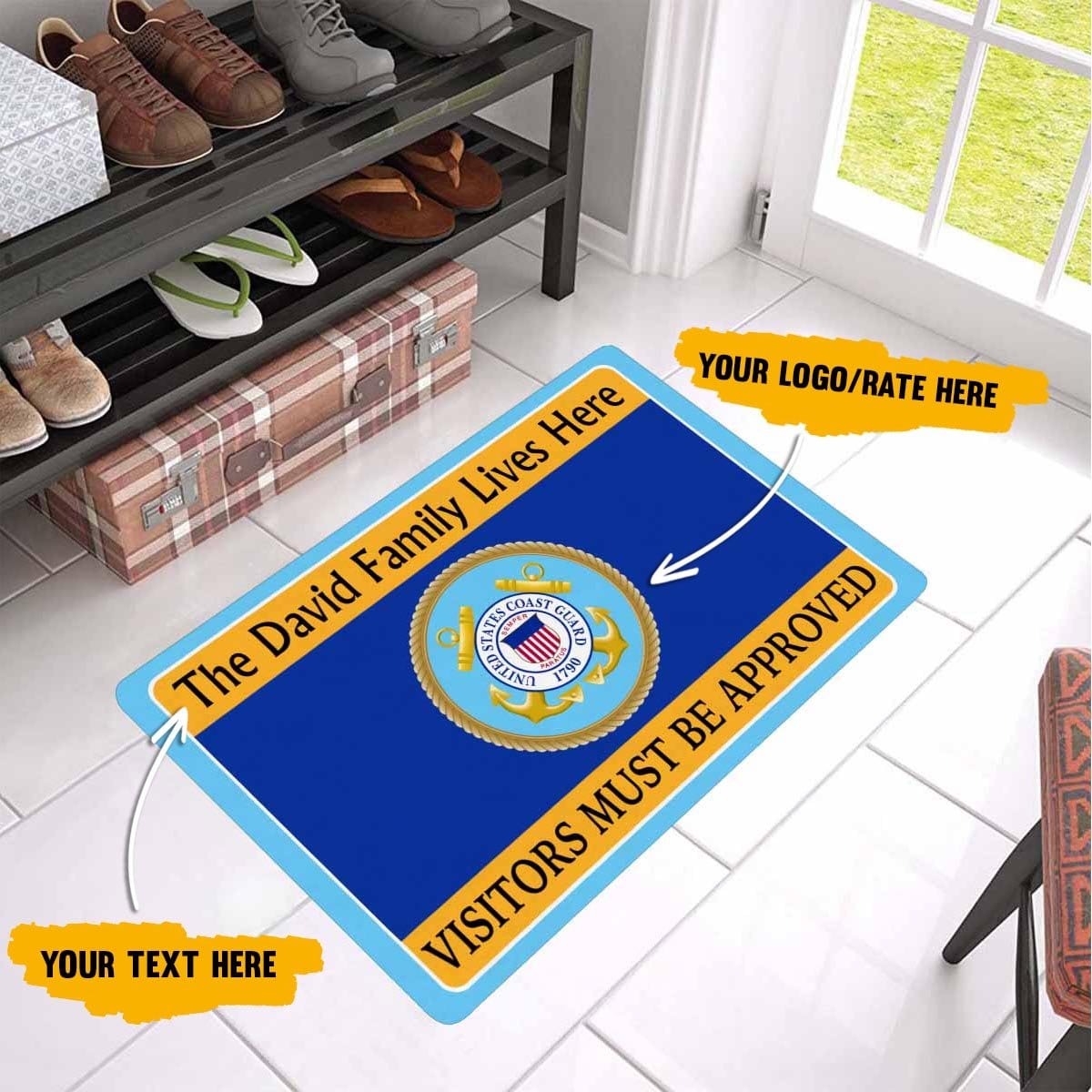 Personalize Doormat - Visitor Must Be Approved 23.6 x15.7 Inches-Doormat-Personalize-General-Veterans Nation