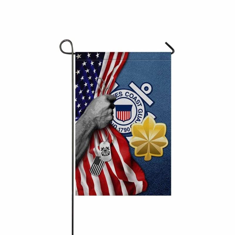 Half USA Flag With Military Ranks/Insignia D04 Garden Flag/Yard Flag 12 Inch x 18 Inch Twin-Side Printing-GDFlag-AllBranch-Veterans Nation