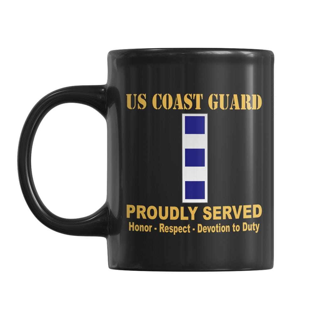 USCG W-4 Proudly Served Core Values 11 oz. Black Mug-Drinkware-Veterans Nation