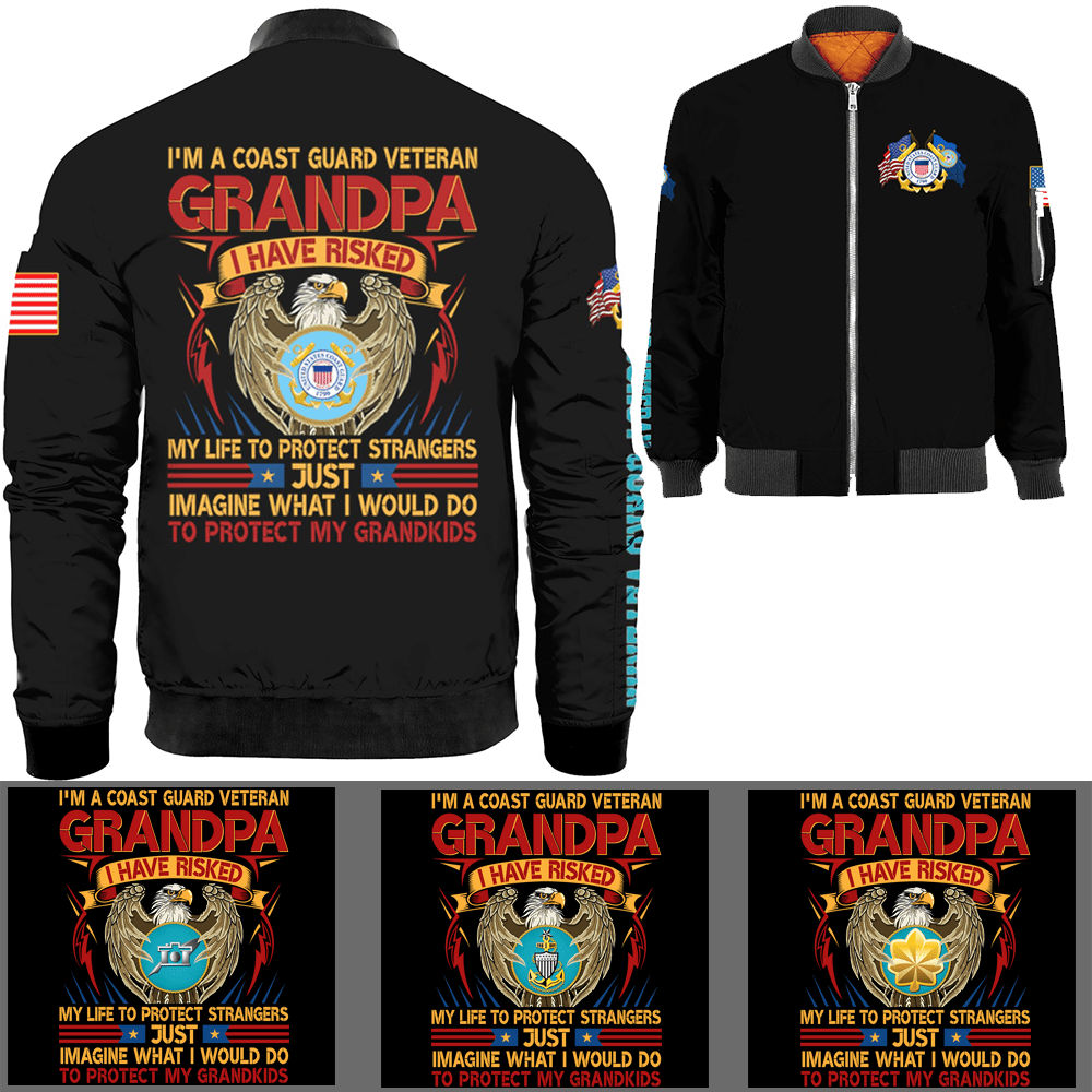 Veteran Grandpa Military Logo/Insignia Bomber Jacket-Bomber-AllBranch-Veterans Nation