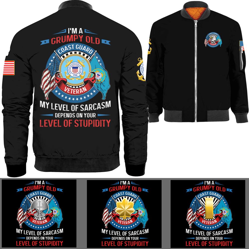 I'm A Grumpy Old Veteran Military Logo/Insignia Bomber Jacket-Bomber-AllBranch-Veterans Nation