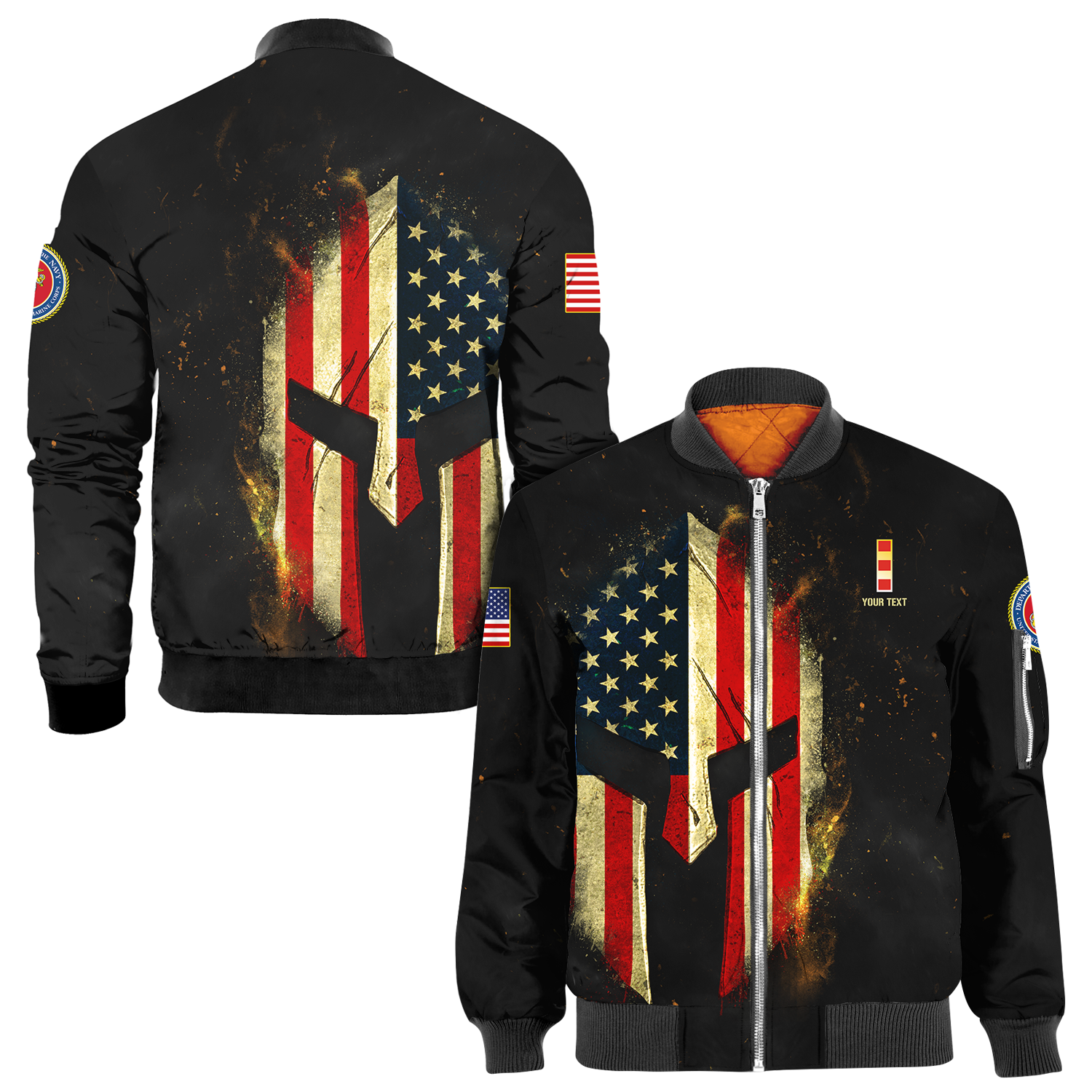 Custom 3D All Over Prints Bomber Jacket, Personalized Name And Ranks, Spartan Warrior-AOV-Custom-Veterans Nation