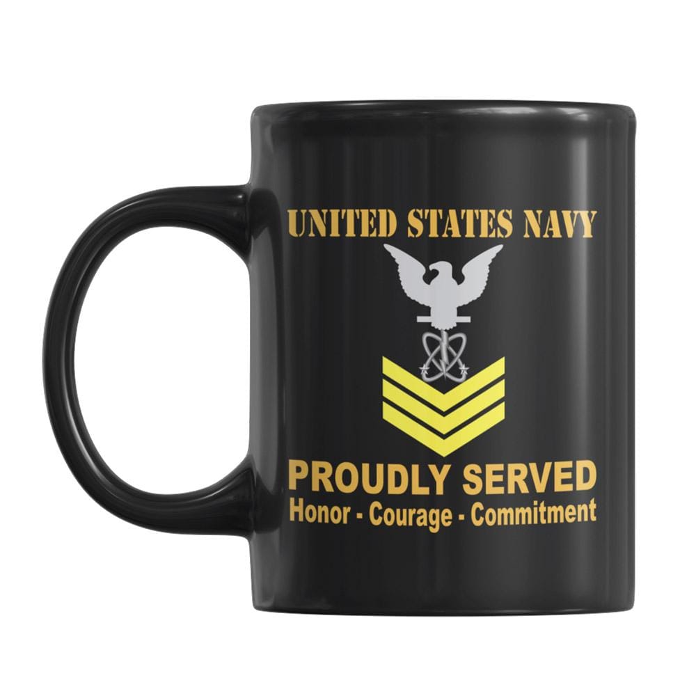 US Navy Electronics Warfare Technician Navy EW E-6 Gold Stripe 11 oz. Black Mug-Mug-Navy-Rating-Veterans Nation