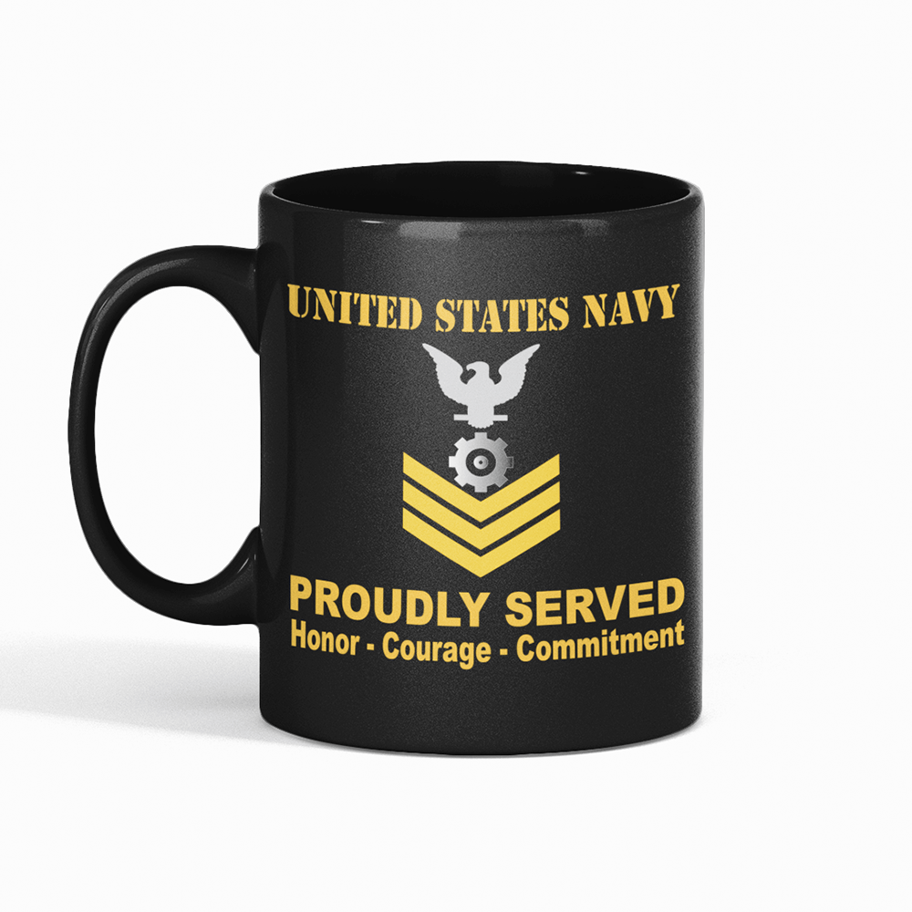 US Navy Engineman Navy EN E-6 Gold Stripe 11 oz. Black Mug-Mug-Navy-Rating-Veterans Nation