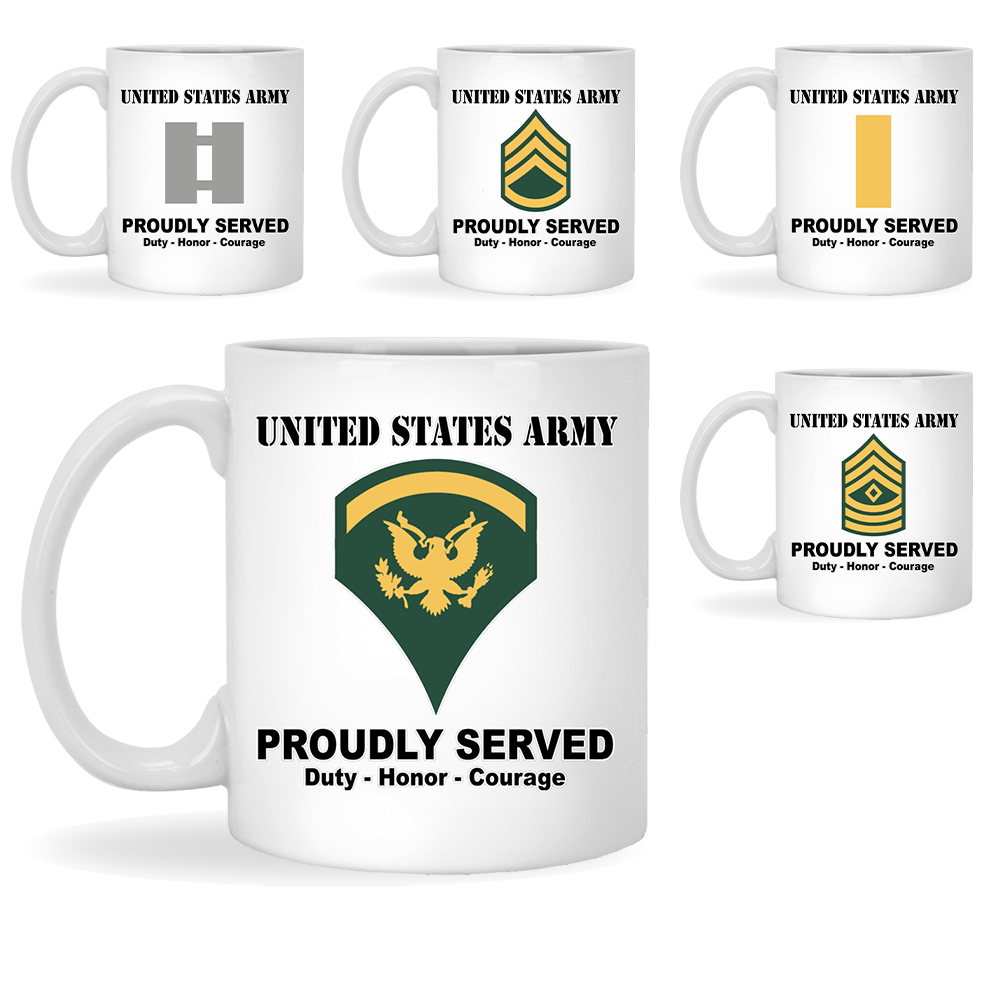 US Army Insignia Proudly Served Core Values 11oz - 15oz White Mug-Mug-Army-Veterans Nation