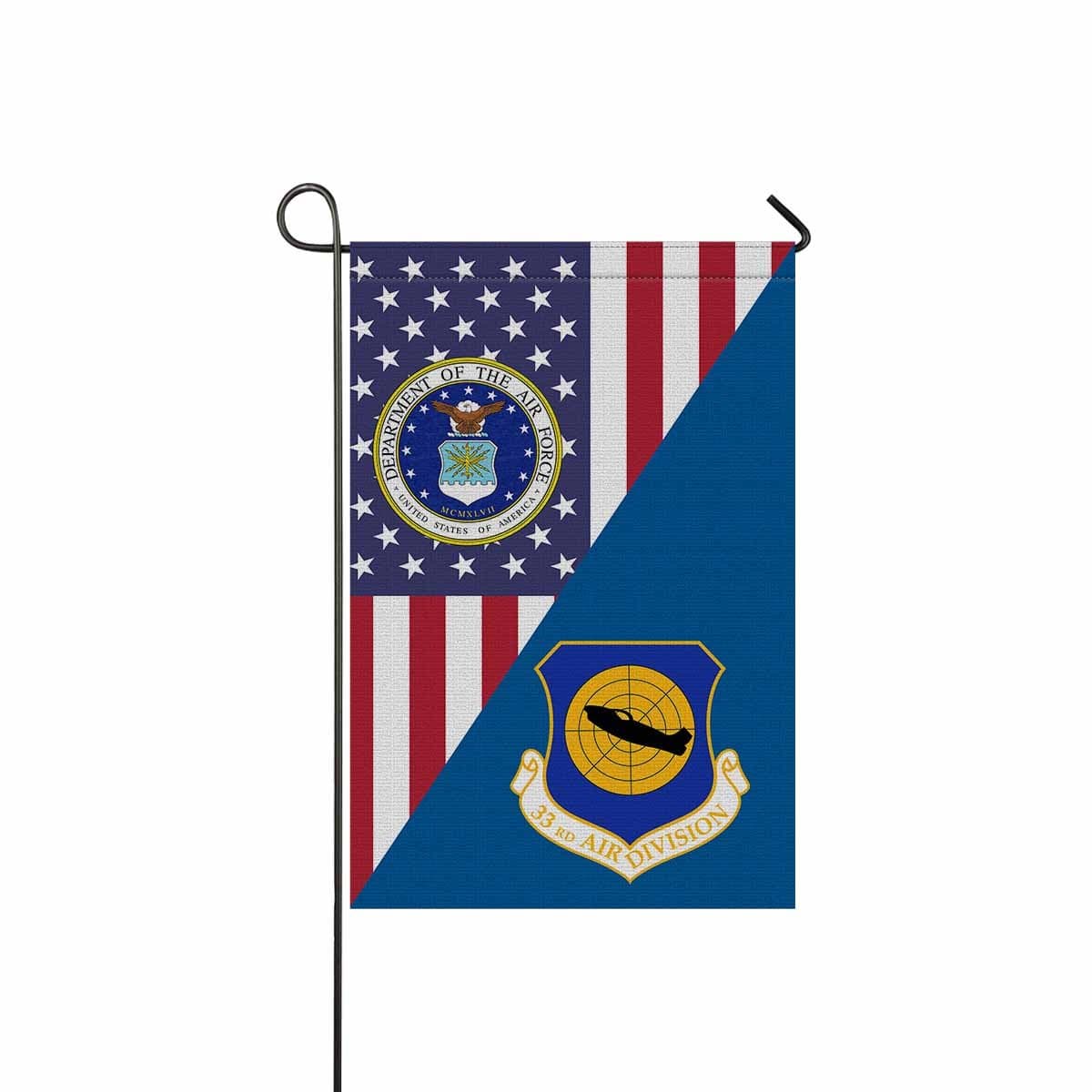 US Air Force 33d Air Division Garden Flag/Yard Flag 12 inches x 18 inches Twin-Side Printing-GDFlag-USAF-AirDivision-Veterans Nation