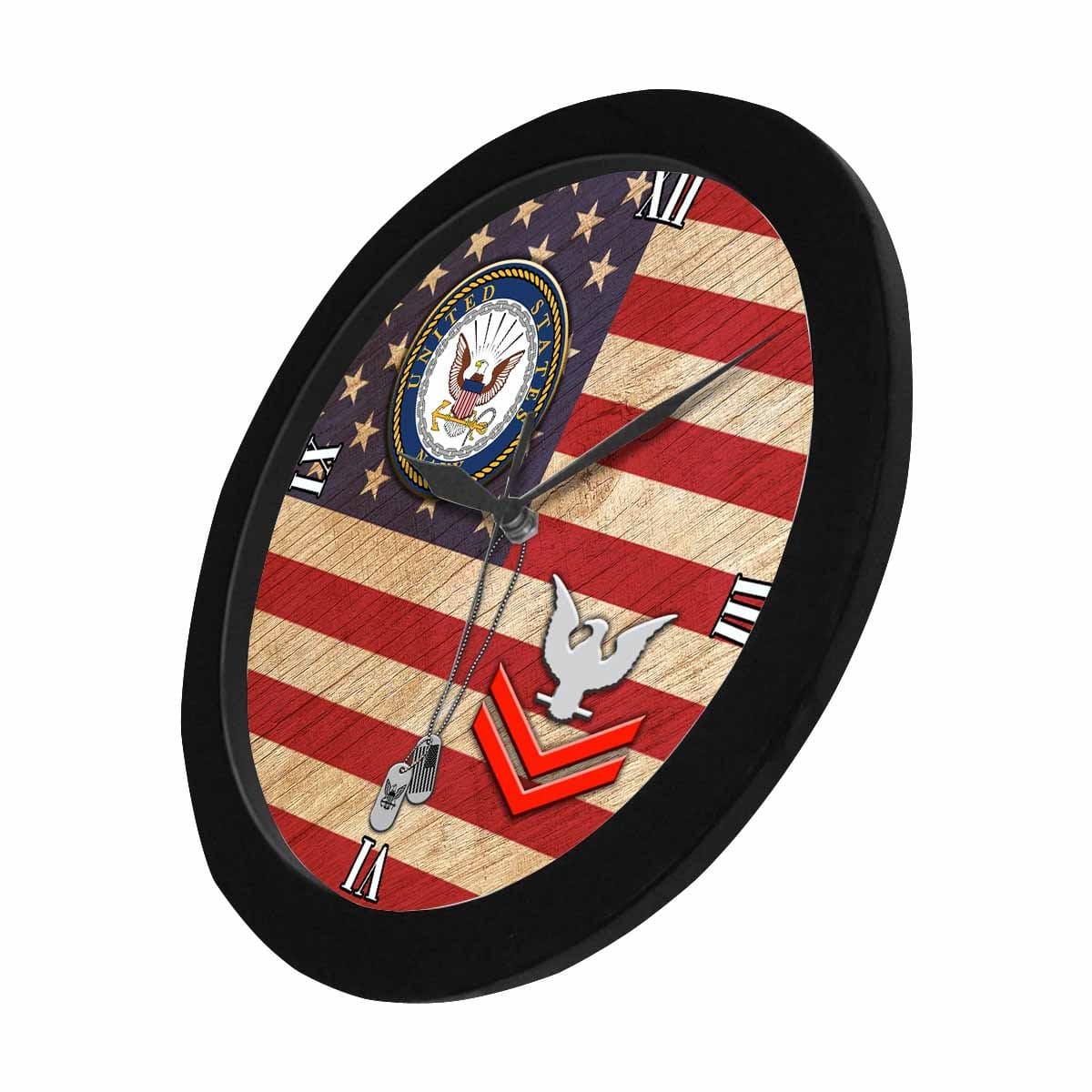 US Navy E-5 Petty Officer Second Class E5 PO2 Collar Device Wall Clock-WallClocks-Navy-Collar-Veterans Nation