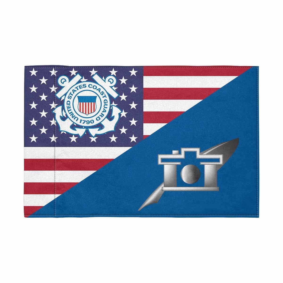 USCG PA Motorcycle Flag 9" x 6" Twin-Side Printing D01-MotorcycleFlag-USCG-Veterans Nation