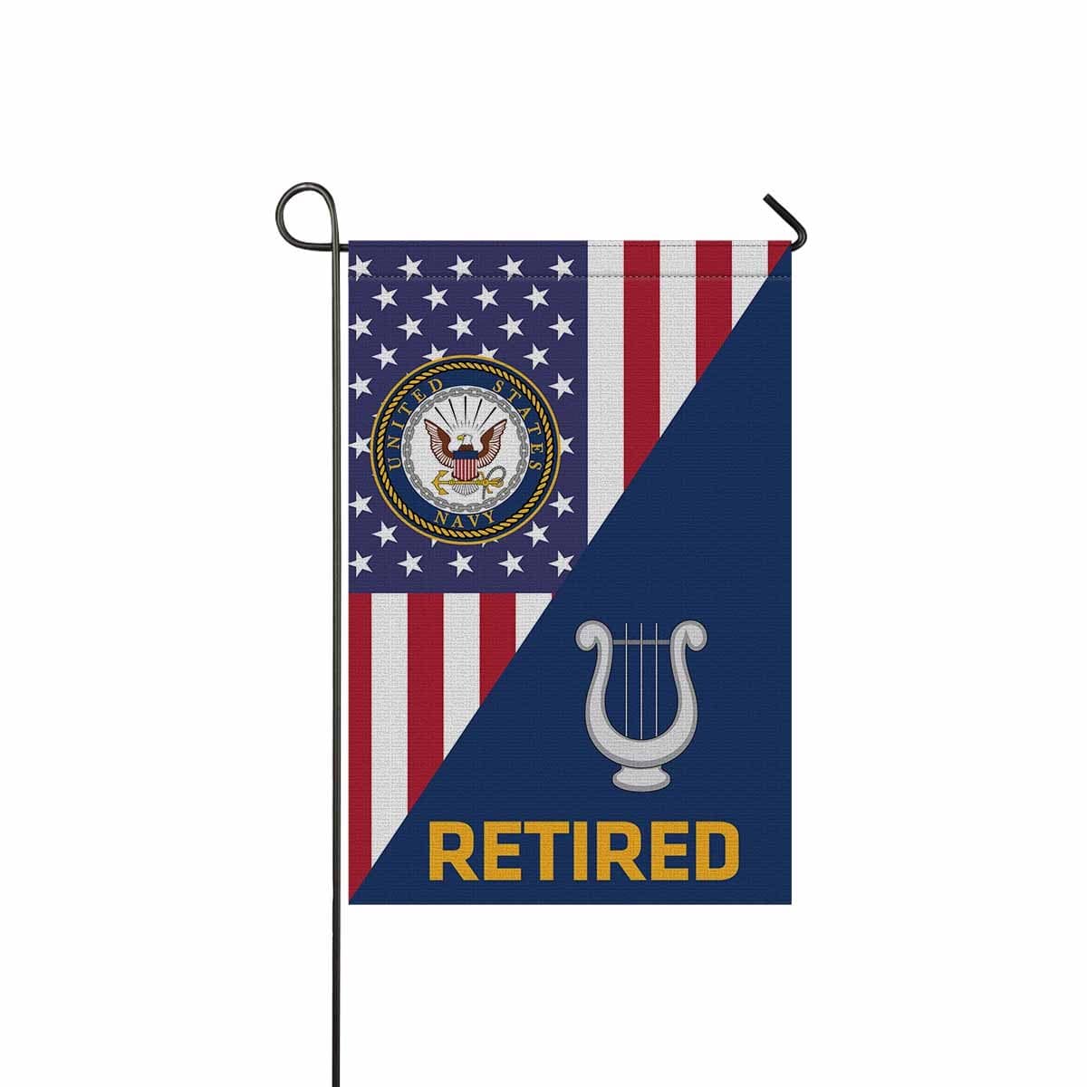 US Navy Musician Navy MU Retired Garden Flag/Yard Flag 12 inches x 18 inches Twin-Side Printing-GDFlag-Navy-Rate-Veterans Nation