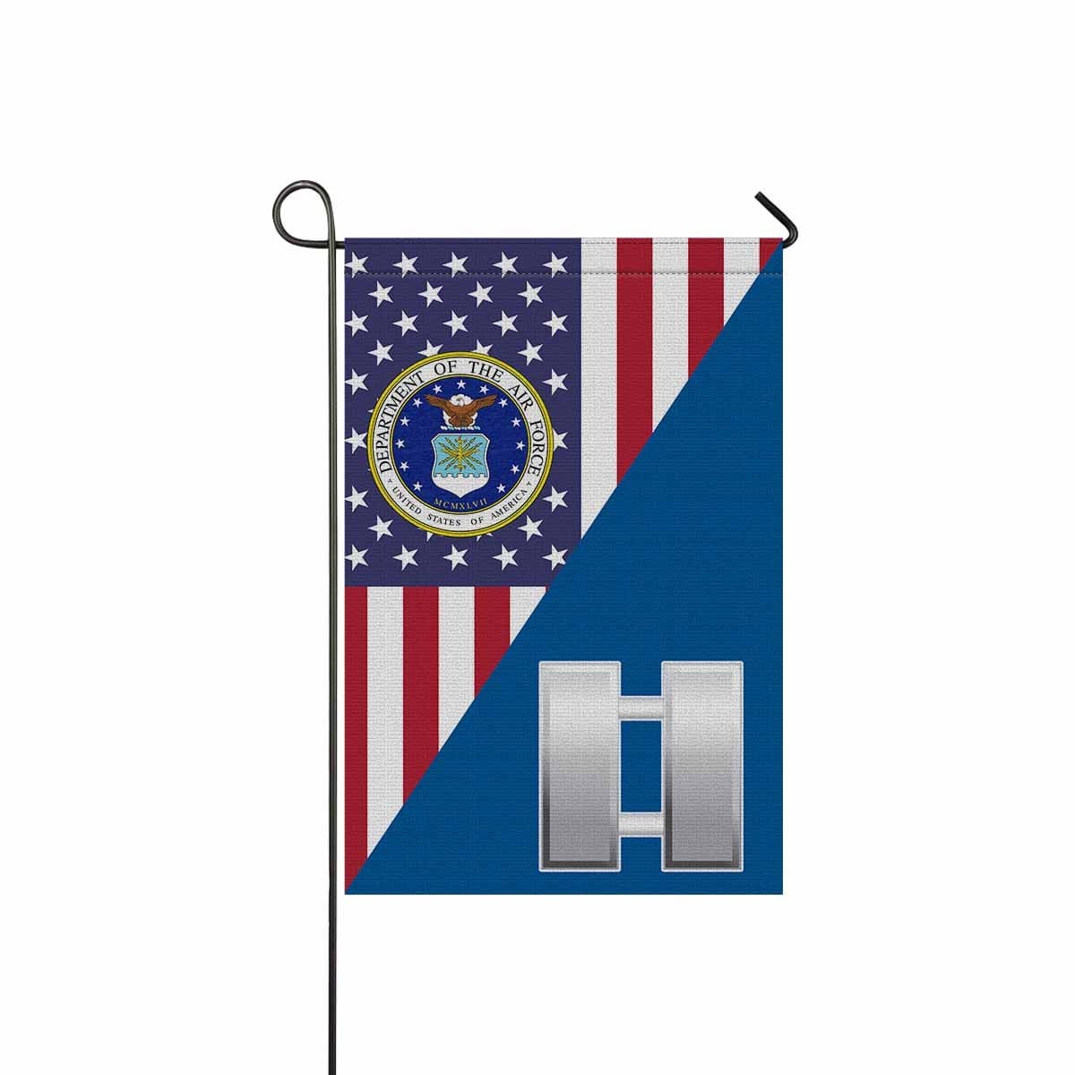 US Air Force O-3 Captain Capt O3 Commissioned Officer Garden Flag/Yard Flag 12 inches x 18 inches Twin-Side Printing-GDFlag-USAF-Ranks-Veterans Nation