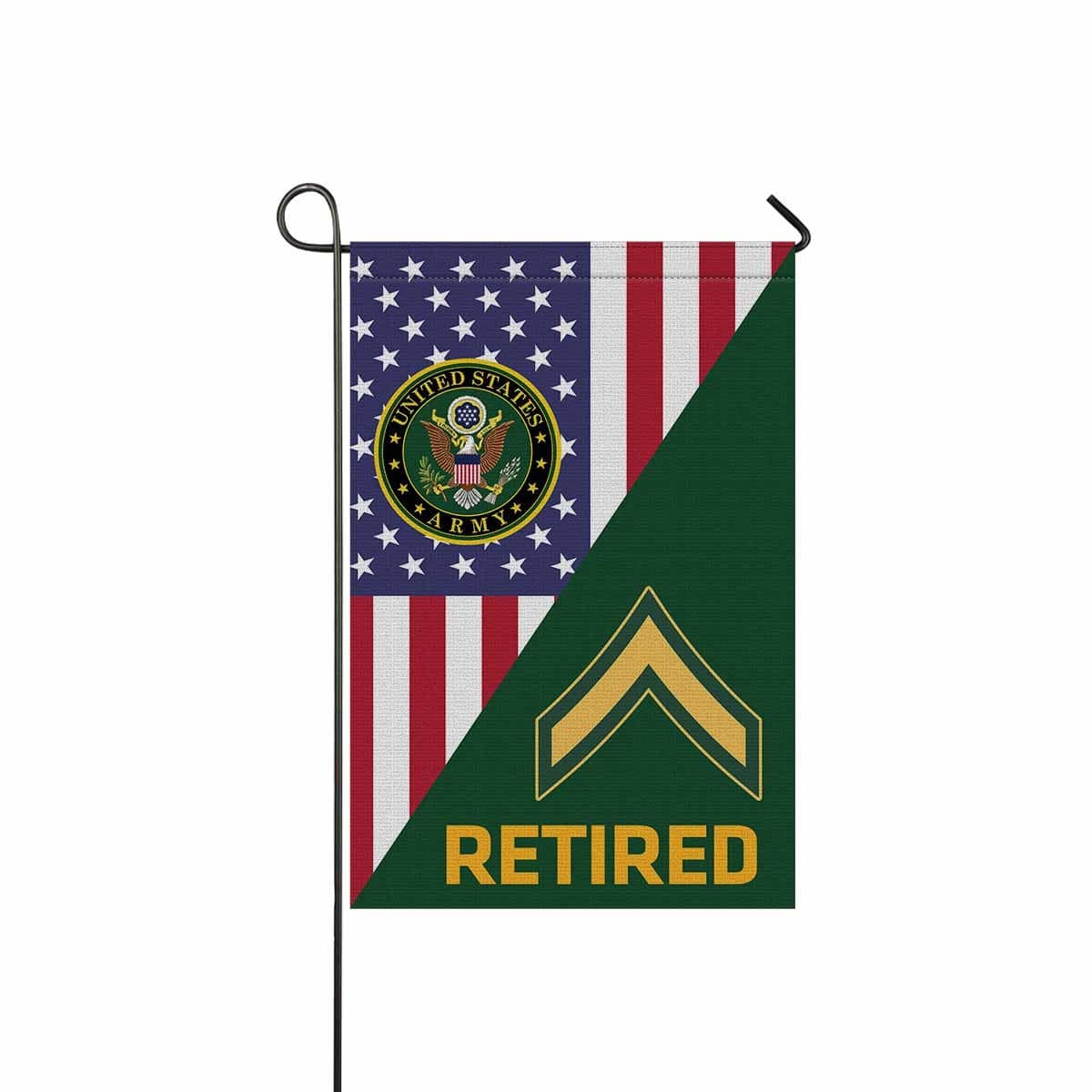 US Army E-2 Private Second Class E2 PV2 Enlisted Soldier Retired Garden Flag/Yard Flag 12 inches x 18 inches Twin-Side Printing-GDFlag-Army-Ranks-Veterans Nation