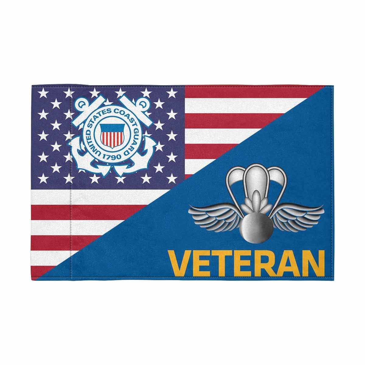 USCG AST Veteran Motorcycle Flag 9" x 6" Twin-Side Printing D01-MotorcycleFlag-USCG-Veterans Nation