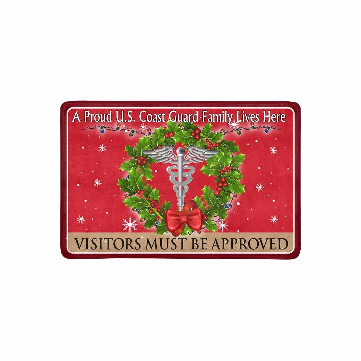 US Coast Guard Health Services Technician HS Logo - Visitors must be approved Christmas Doormat-Doormat-USCG-Rate-Veterans Nation