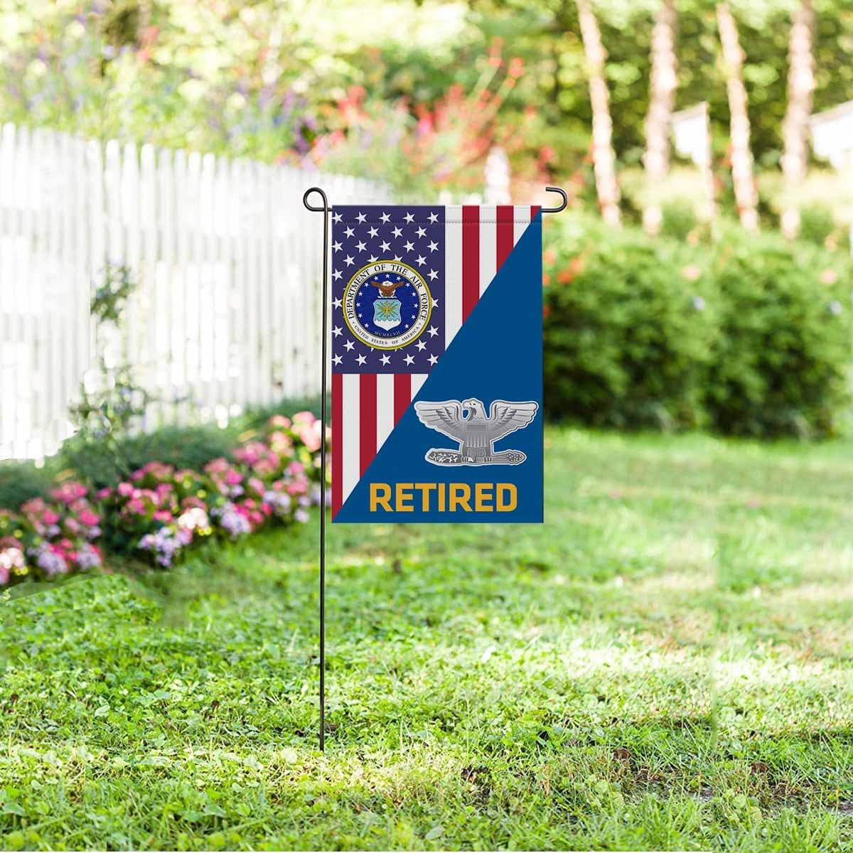 US Air Force O-6 Colonel Col O6 Field Officer Retired Garden Flag/Yard Flag 12 inches x 18 inches Twin-Side Printing-GDFlag-USAF-Ranks-Veterans Nation