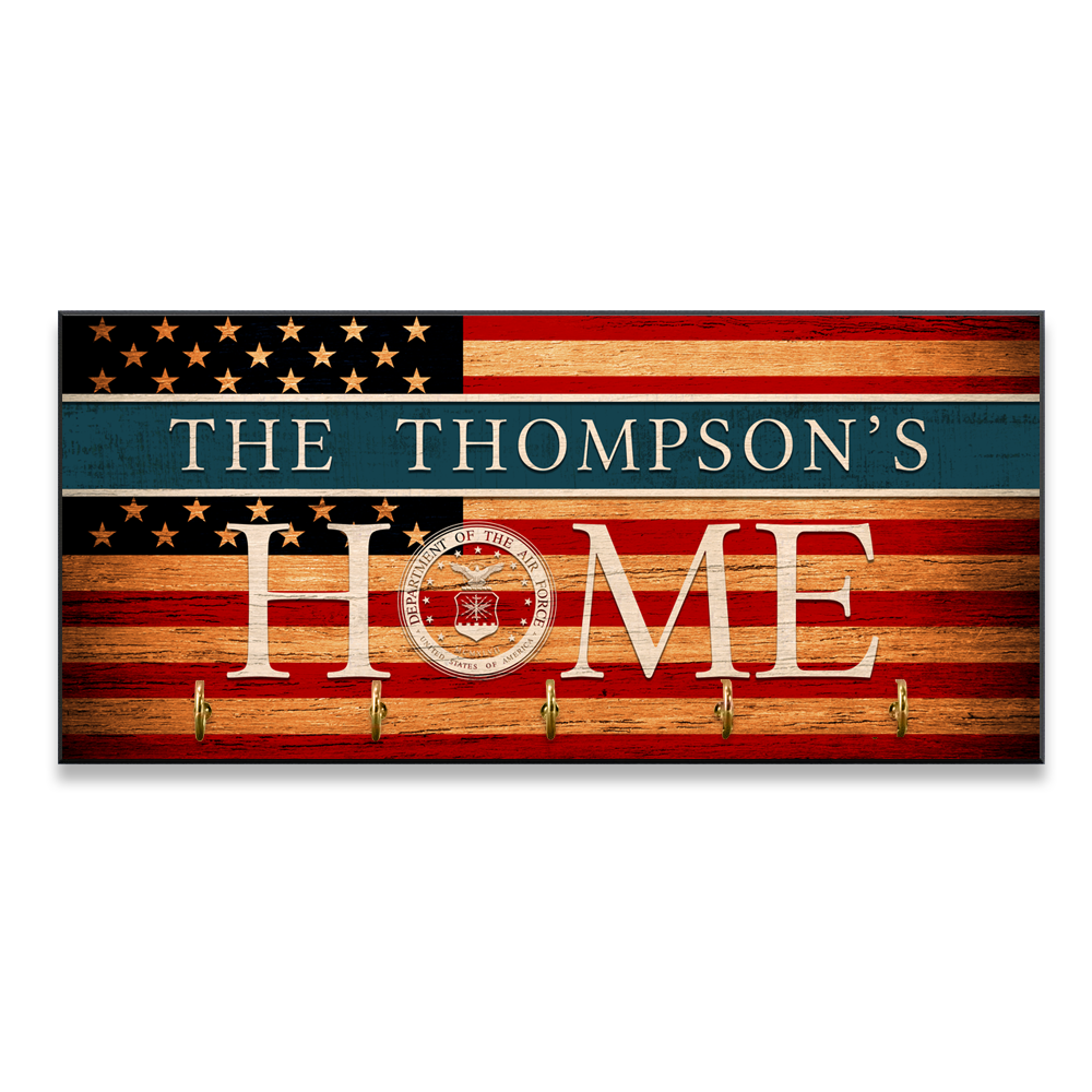 Personalized Key Hook - Personalized Name & Ranks, USA Flag-Veterans Nation