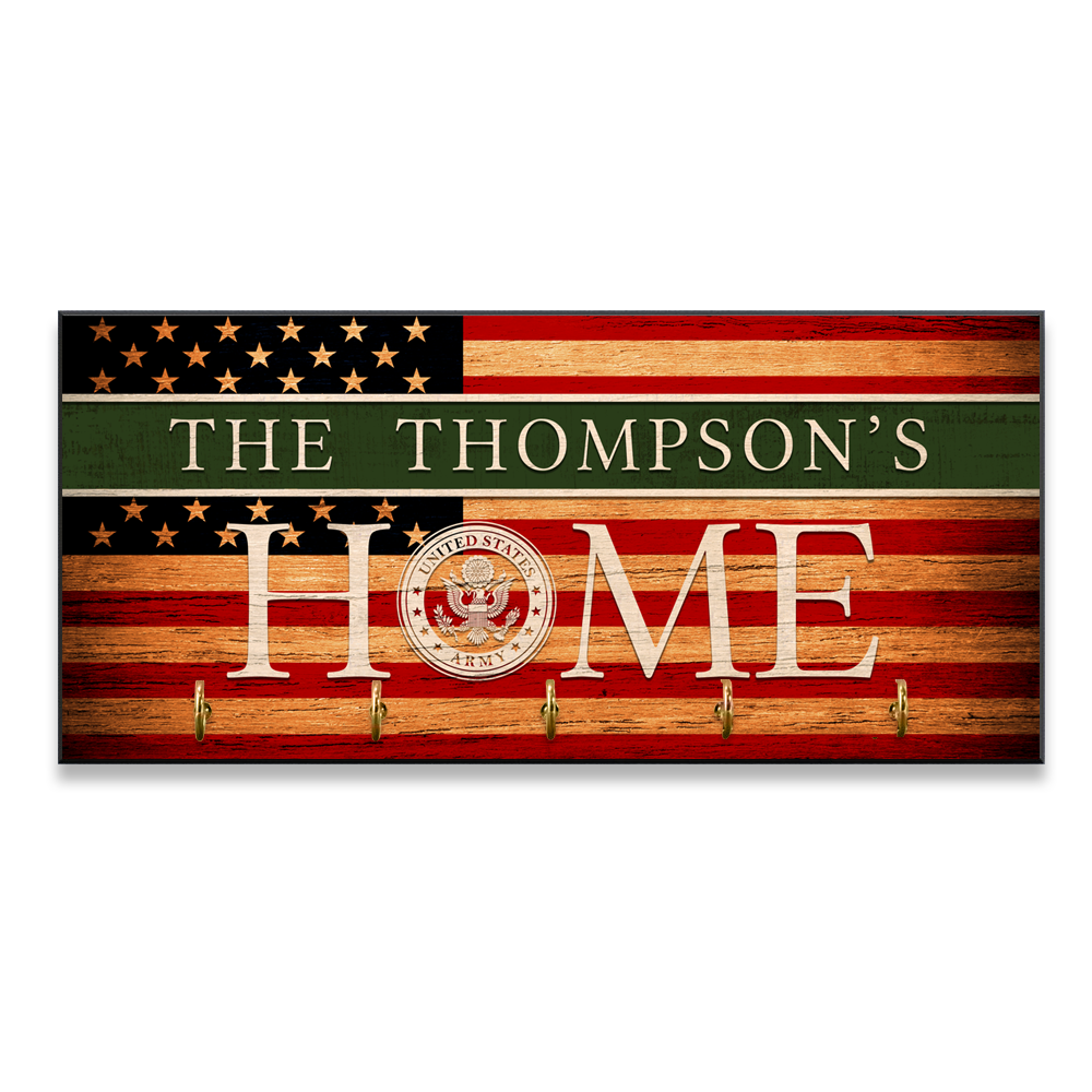 Personalized Key Hook - Personalized Name & Ranks, USA Flag-Veterans Nation