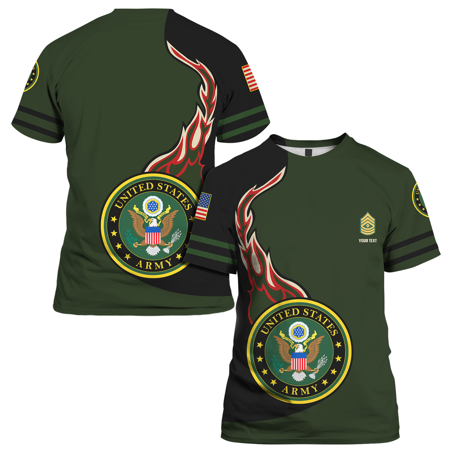 Custom 3D All Over Prints T-Shirt, Personalized Name And Ranks, Military Logo-AOV-Custom-Veterans Nation