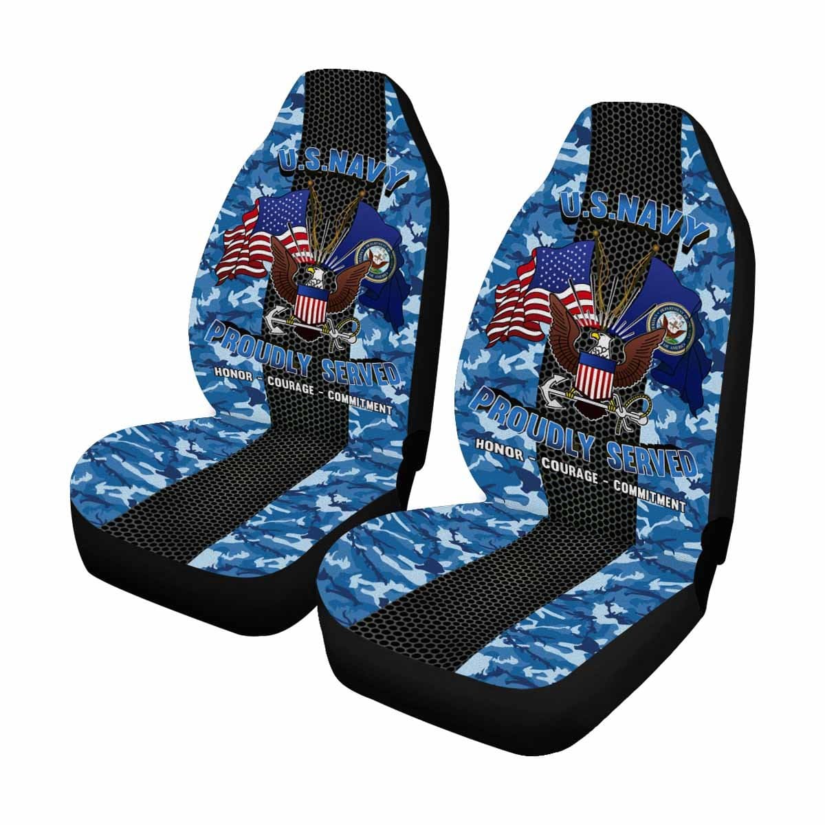 U.S Navy Logo - Car Seat Covers (Set of 2)-SeatCovers-Navy-Logo-Veterans Nation