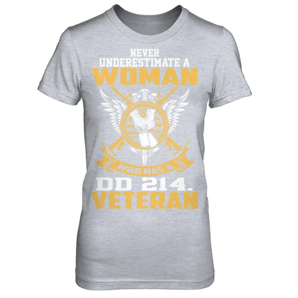 Military T-Shirt "Veteran - Woman With DD-214"-TShirt-General-Veterans Nation