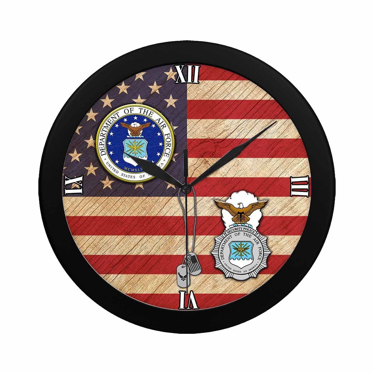 US Air Force Security Police Wall Clock-WallClocks-USAF-Shield-Veterans Nation