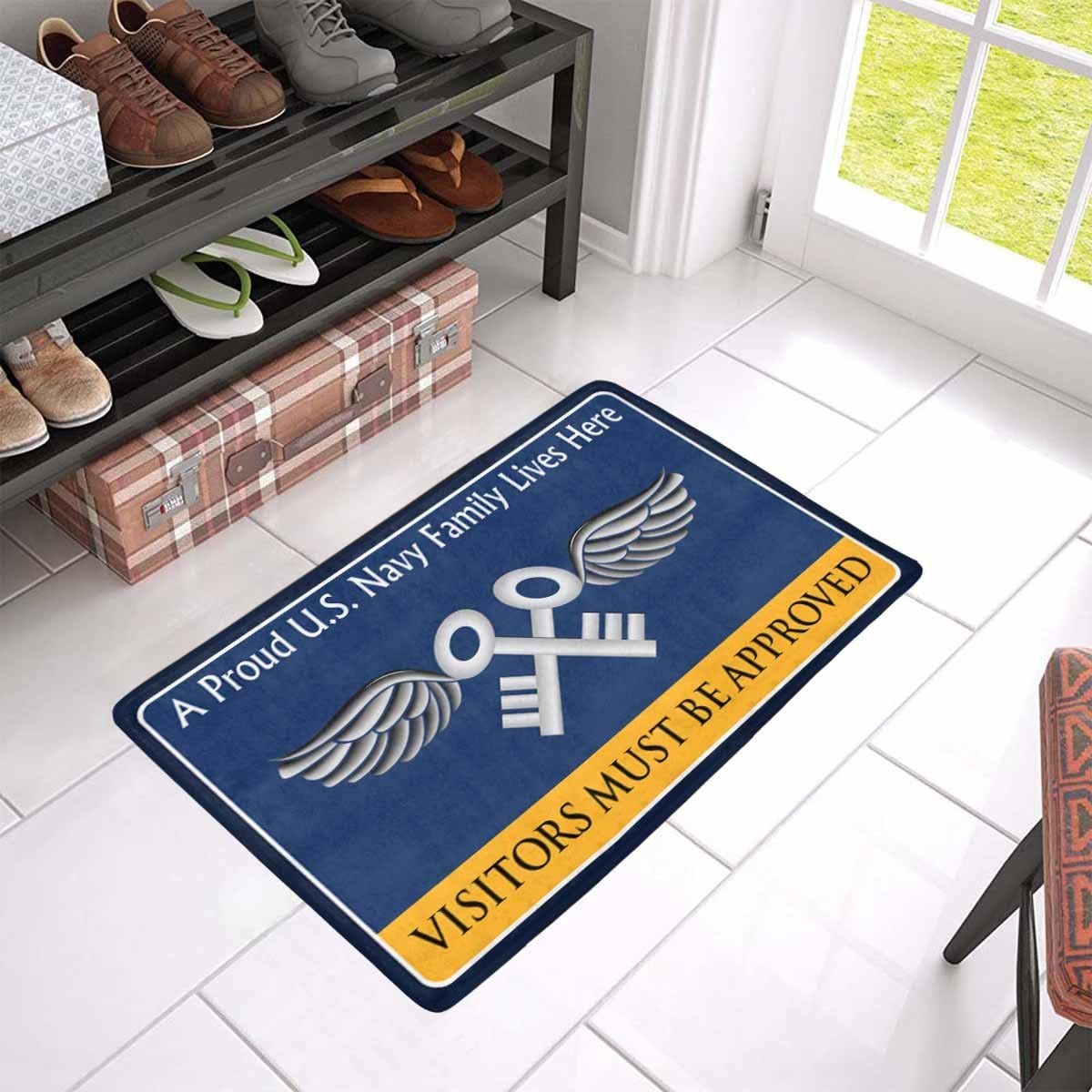 Navy Aviation Storekeeper Navy AK Family Doormat - Visitors must be approved (23,6 inches x 15,7 inches)-Doormat-Navy-Rate-Veterans Nation