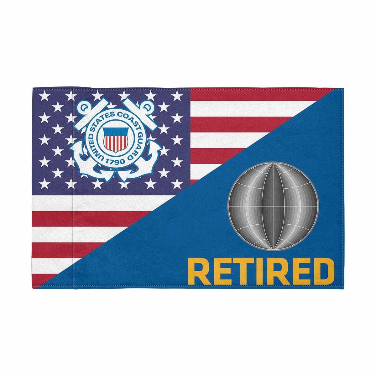 USCG EM Retired Motorcycle Flag 9" x 6" Twin-Side Printing D01-MotorcycleFlag-USCG-Veterans Nation