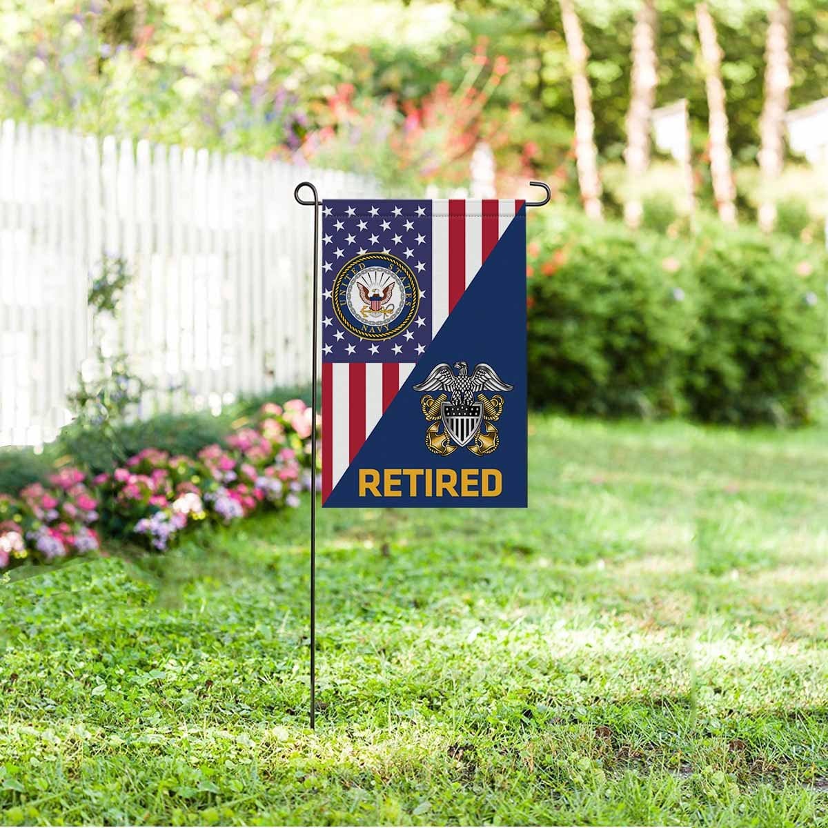 US Navy Officer Cap Device Retired Garden Flag/Yard Flag 12 inches x 18 inches Twin-Side Printing-GDFlag-Navy-Collar-Veterans Nation