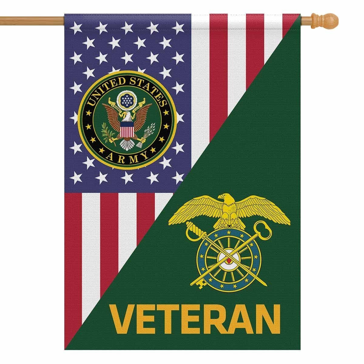 US Army Veteran Insignia With America Flag House Flag 28 Inch x 40 Inch Twin-Side Printing-HouseFlag-Army-Veterans Nation