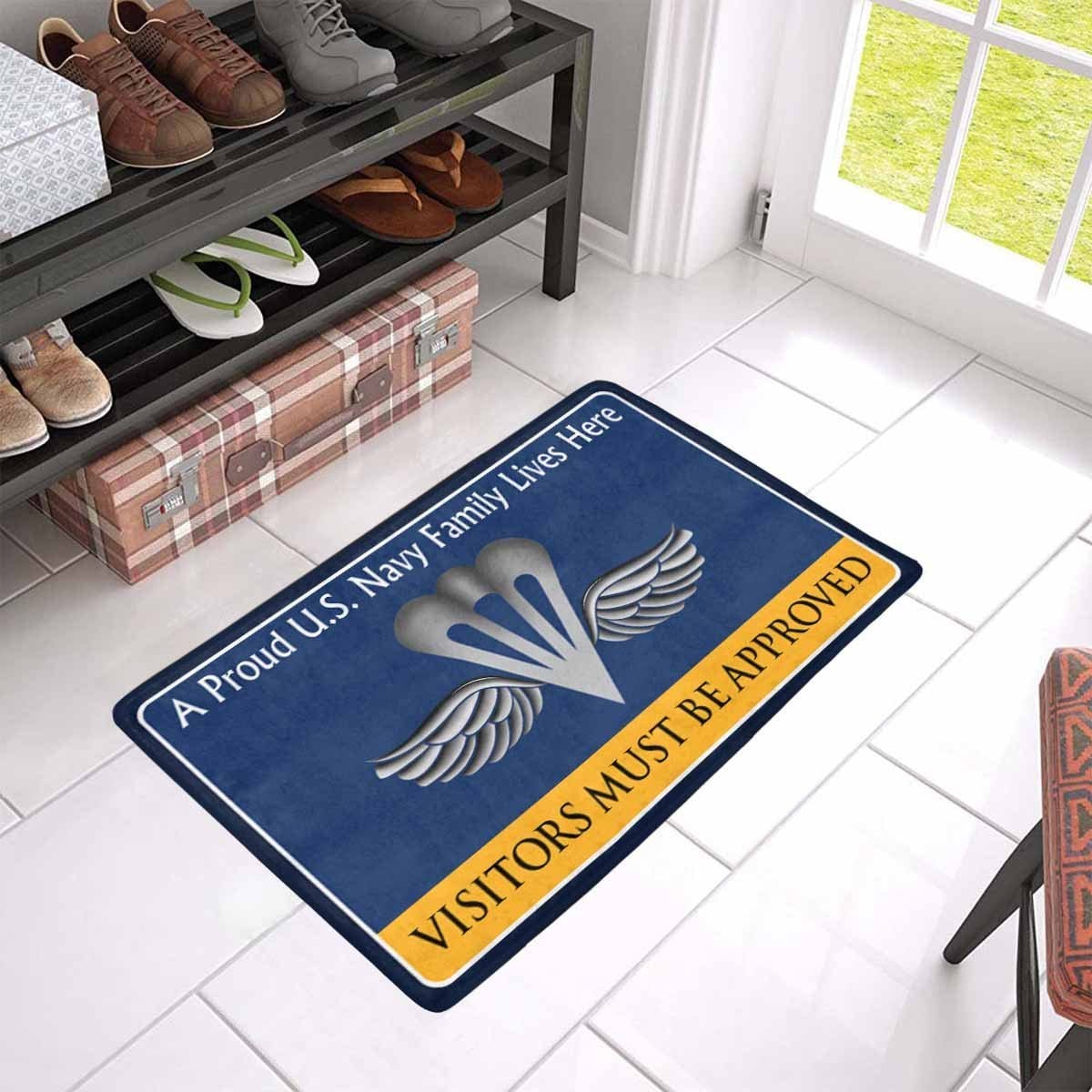 Navy Aircrew Survival Equipmentman Navy PR Family Doormat - Visitors must be approved (23,6 inches x 15,7 inches)-Doormat-Navy-Rate-Veterans Nation