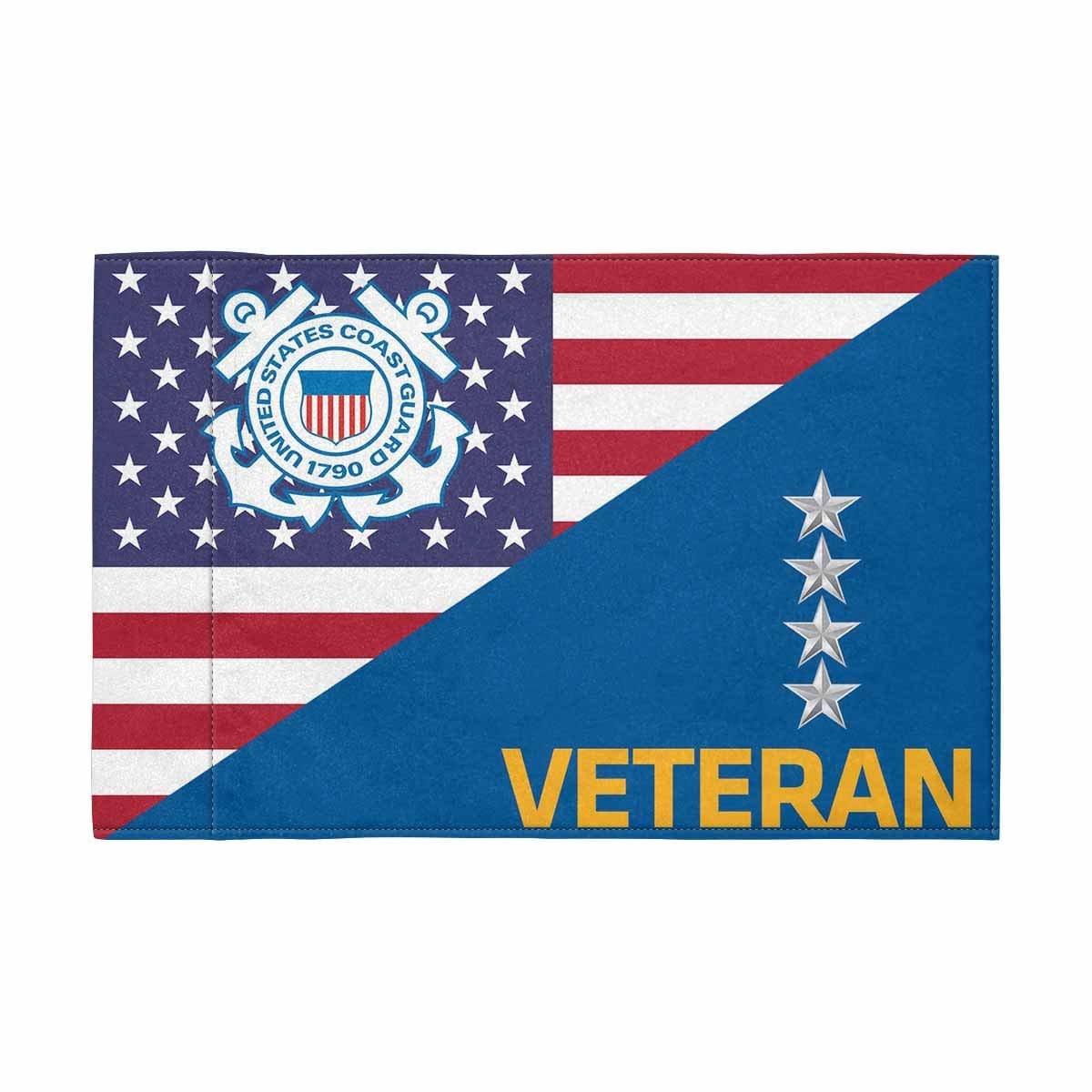 USCG O-10 Veteran Motorcycle Flag 9" x 6" Twin-Side Printing D01-MotorcycleFlag-USCG-Veterans Nation