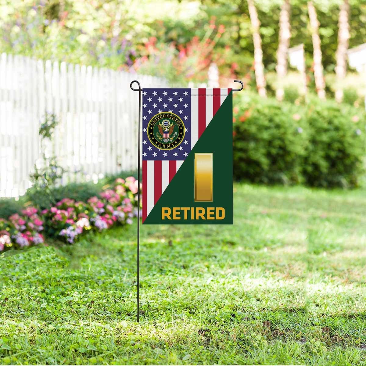 US Army O-1 Second Lieutenant O1 2LT Commissioned Officer Retired Garden Flag/Yard Flag 12 inches x 18 inches Twin-Side Printing-GDFlag-Army-Ranks-Veterans Nation