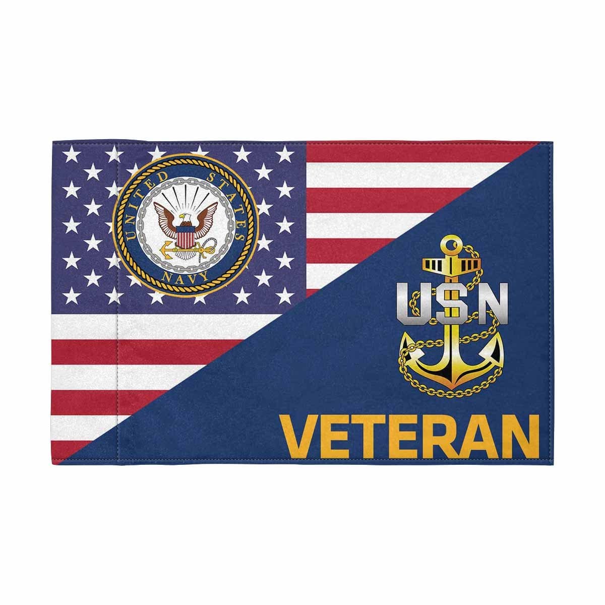 US Navy E-7 Collar Device Veteran Motorcycle Flag 9" x 6" Twin-Side Printing D01-MotorcycleFlag-Navy-Veterans Nation