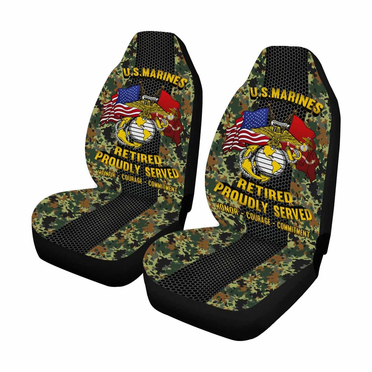 US Marine Corps Retired Car Seat Covers (Set of 2)-SeatCovers-USMC-Logo-Veterans Nation