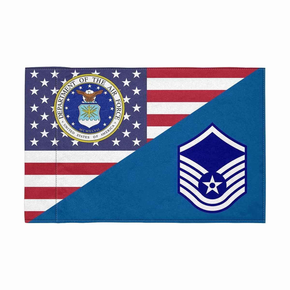 US Air Force E-7 MSgt Motorcycle Flag 9" x 6" Twin-Side Printing D01-MotorcycleFlag-USAF-Veterans Nation