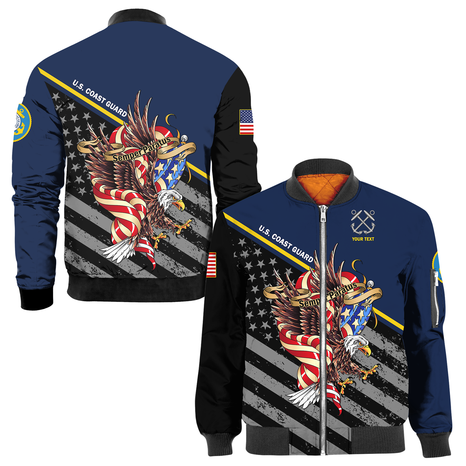 Custom 3D All Over Prints Bomber Jacket, Personalized Name And Ranks, Military Motto-AOV-Custom-Veterans Nation