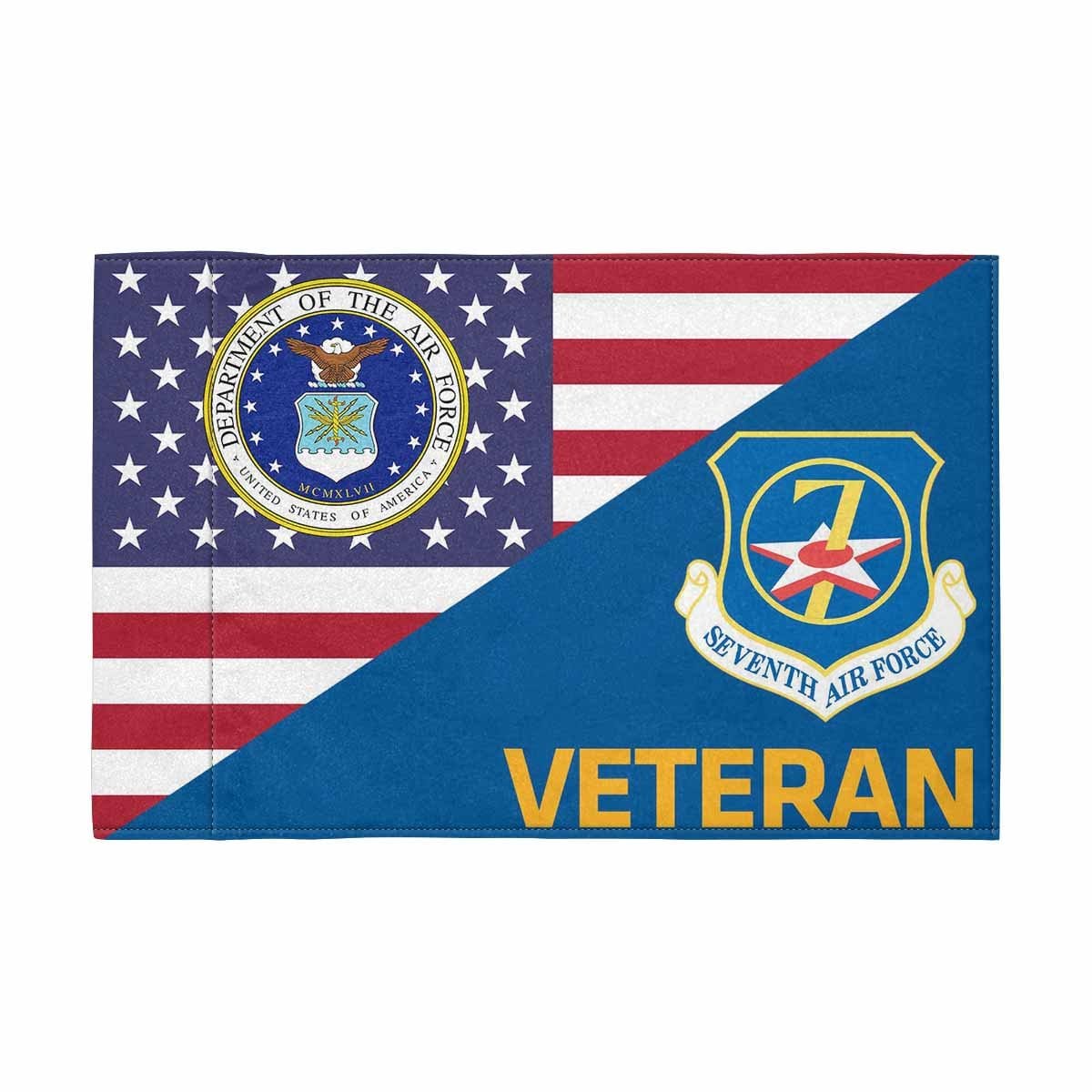 US Air Force Seventh Air Force Veteran Motorcycle Flag 9" x 6" Twin-Side Printing D01-MotorcycleFlag-USAF-Veterans Nation