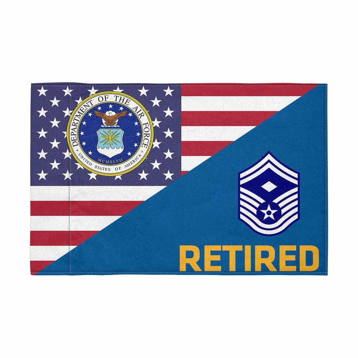 US Air Force E-8 First Sergeant Retired Motorcycle Flag 9" x 6" Twin-Side Printing D01-MotorcycleFlag-USAF-Veterans Nation