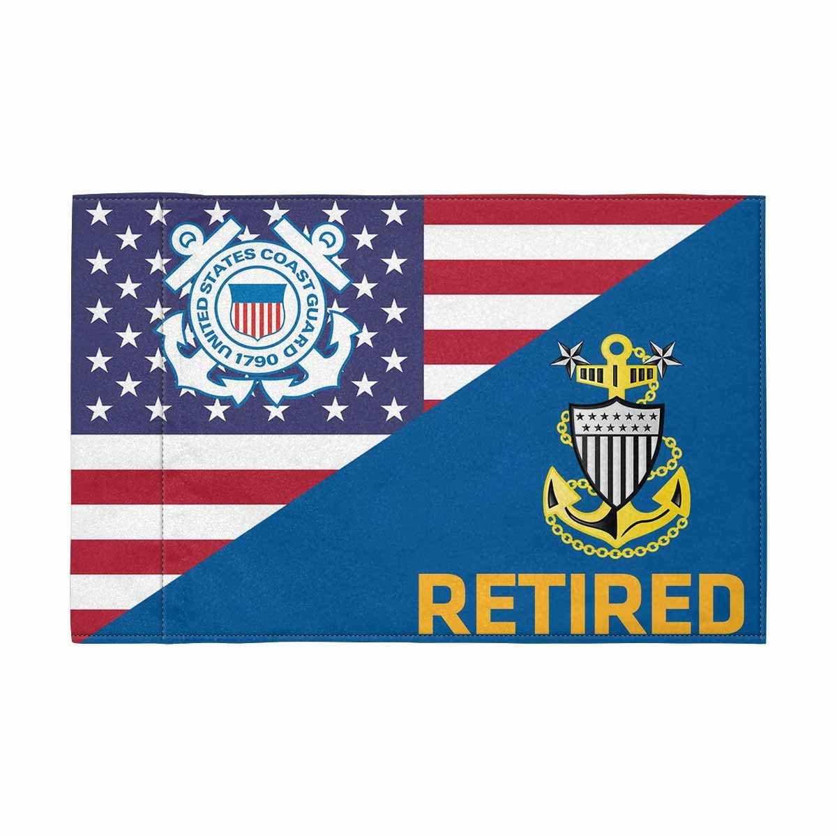 US Coast Guard E-9 Master Chief Petty Officer E9 MCPO Senior Noncommissioned Officer Collar Device Retired Motorcycle Flag 9" x 6" Twin-Side Printing D01-MotorcycleFlag-USCG-Veterans Nation