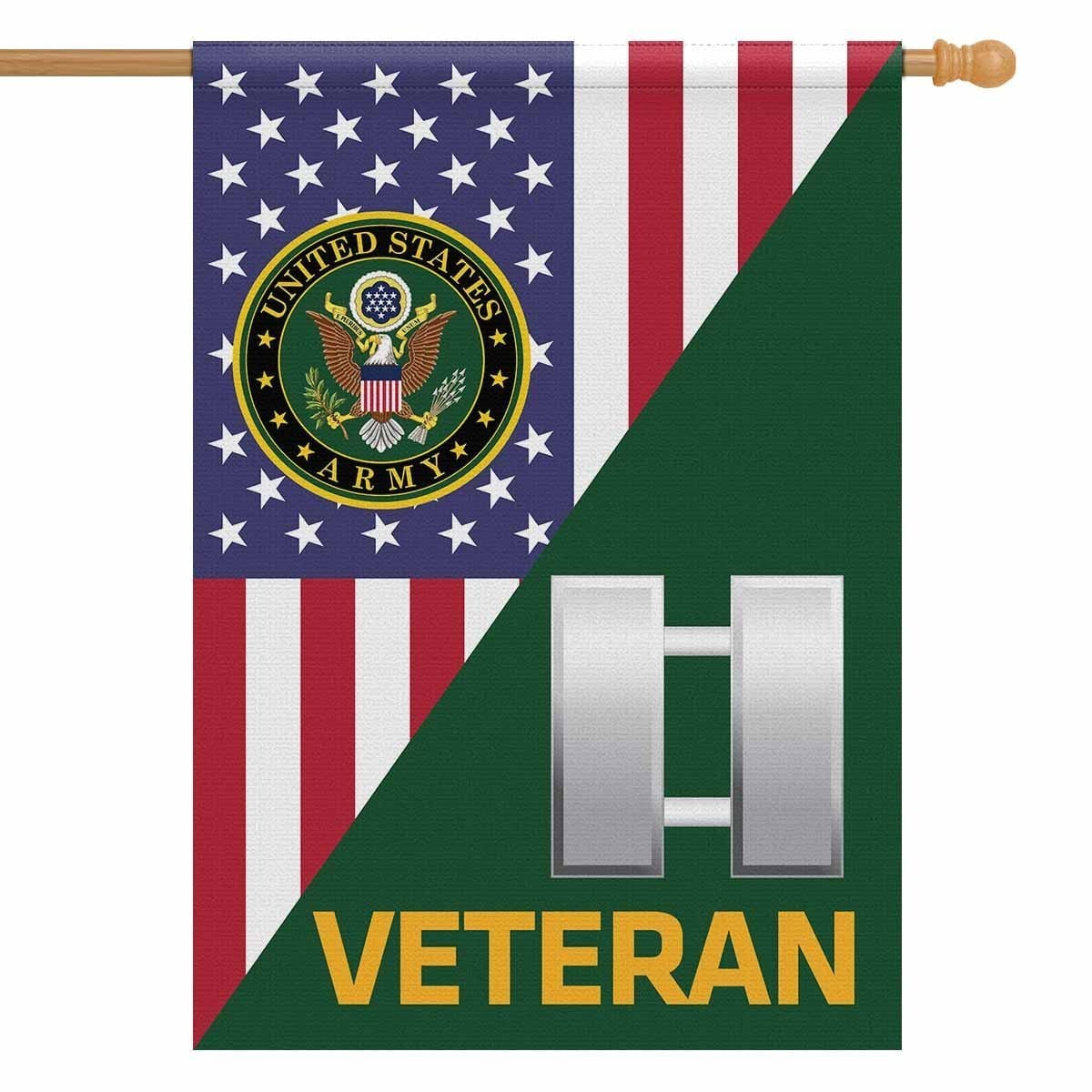 US Army Veteran Insignia With America Flag House Flag 28 Inch x 40 Inch Twin-Side Printing-HouseFlag-Army-Veterans Nation