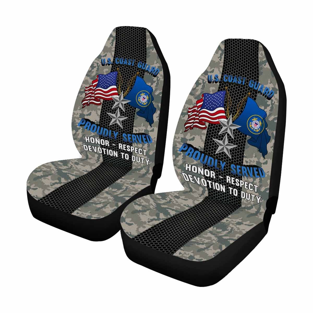 US Coast Guard O-8 Rear Admiral O8 RADM Flag Officer Car Seat Covers (Set of 2)-SeatCovers-USCG-Officer-Veterans Nation