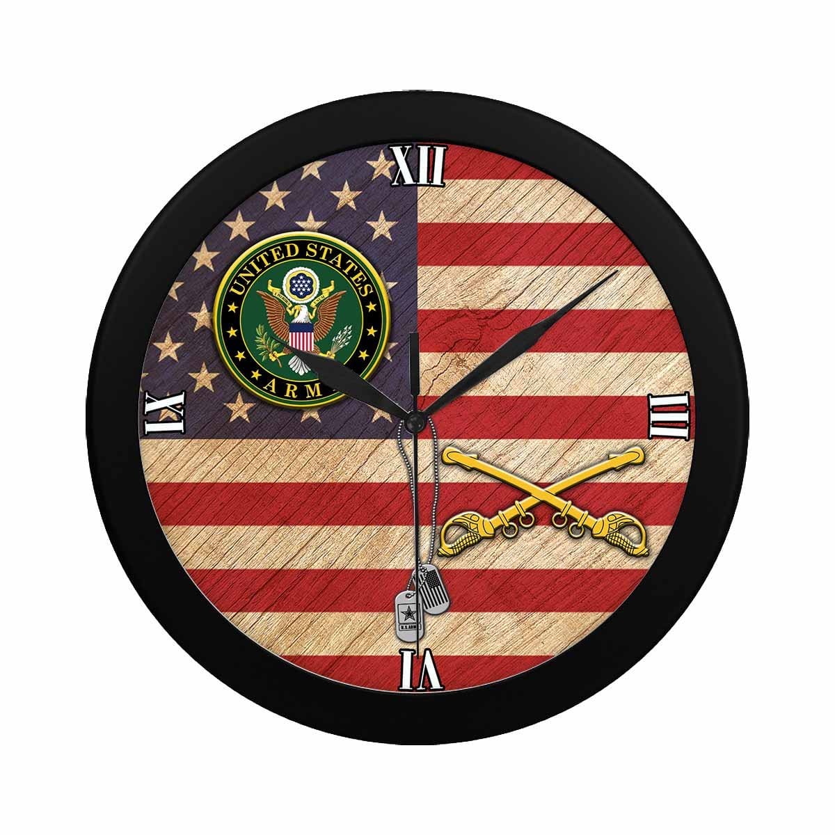 US Army Cavalry Black Wall Clock-WallClocks-Army-Branch-Veterans Nation