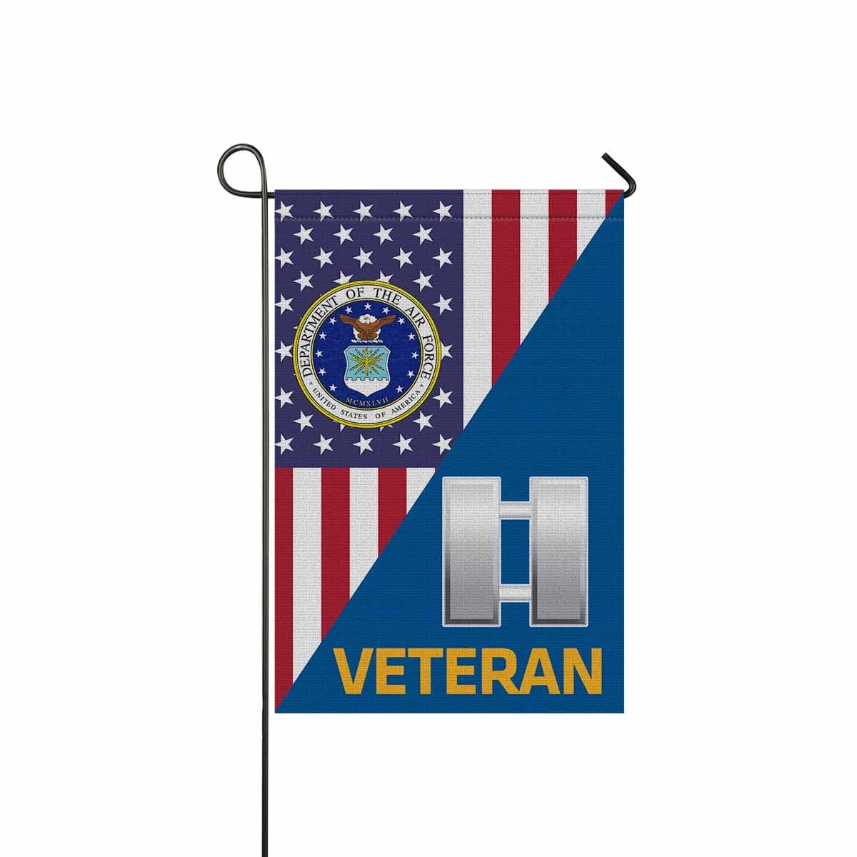 US Air Force O-3 Captain Capt O3 Commissioned Officer Veteran Garden Flag/Yard Flag 12 inches x 18 inches Twin-Side Printing-GDFlag-USAF-Ranks-Veterans Nation